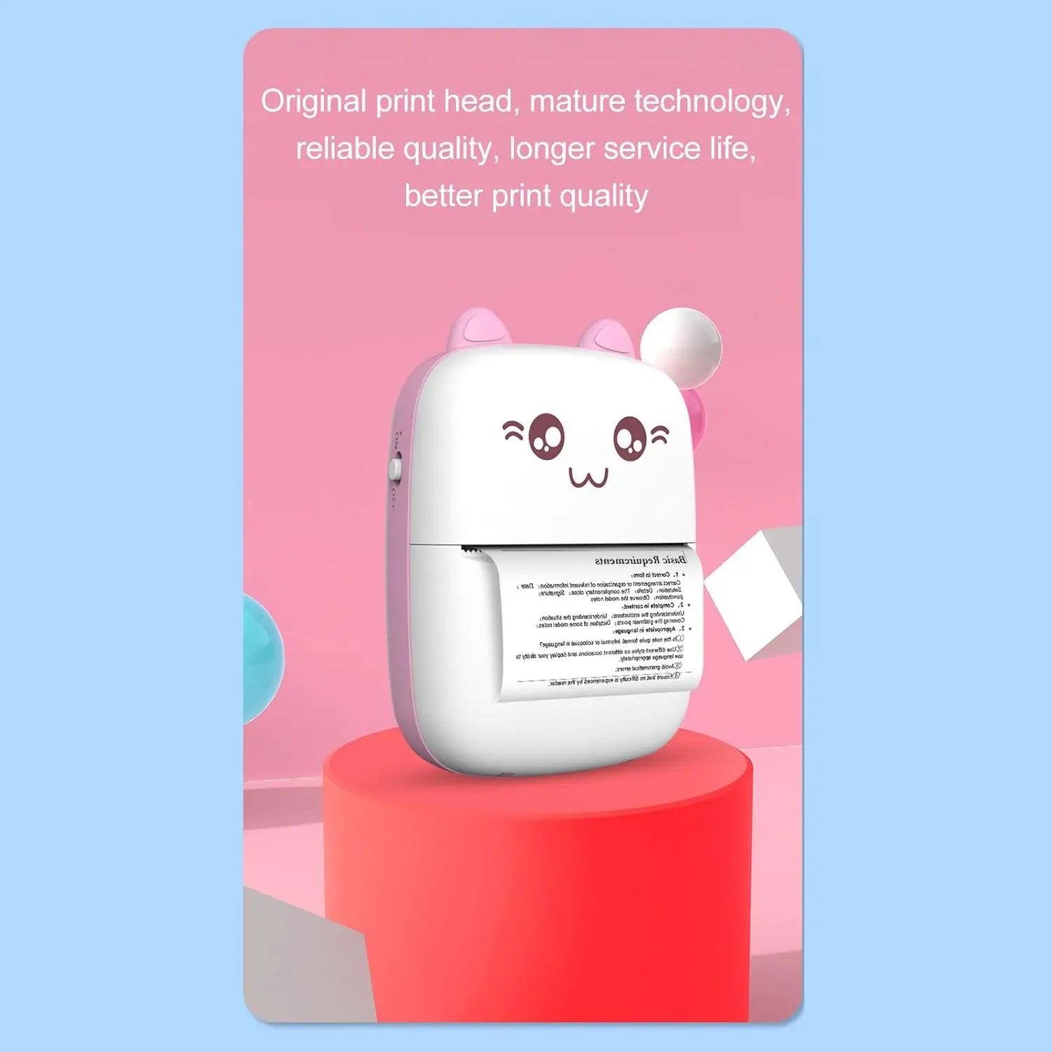 8838 Pocket Mini Printer, Mobile Phone Bluetooth Connection Wireless Mini Thermal Printer with Android or iOS APP for Pictures, Portable Smart Printer,Contains 1 Rolls Thermal Paper, with Fast Paper Output for Photo Image - varietybazaar.co.in
