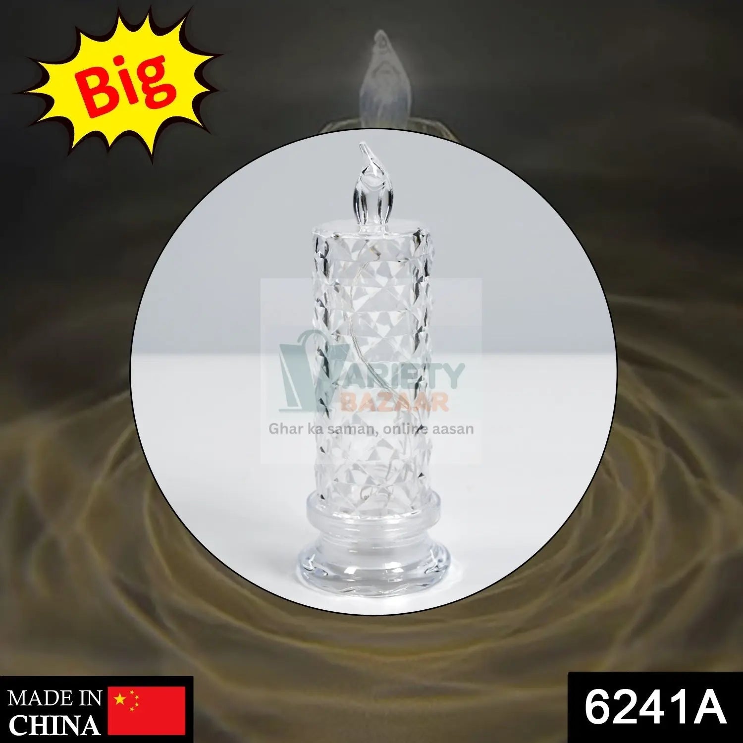 6241A Rose Candles for Home Decoration, Crystal Candle Lights Travel Sahayak