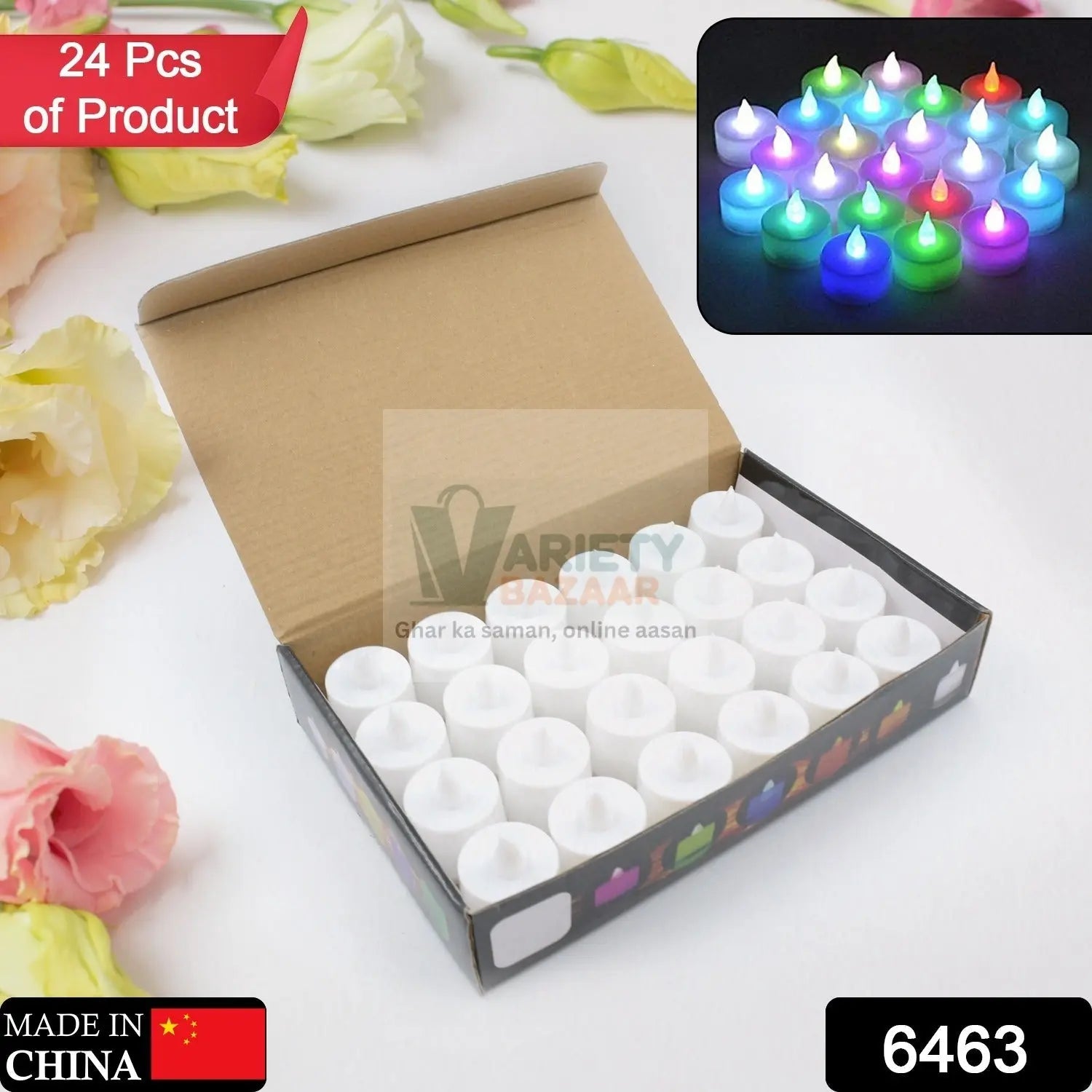 6463 24Pcs Festival Decorative - LED Tealight Candles | Battery Operated Candle Ideal for Party, Wedding, Birthday, Gifts (Multi Color) ( Diya , Divo , Diva , Deepak , Jyoti ,) Travel Sahayak