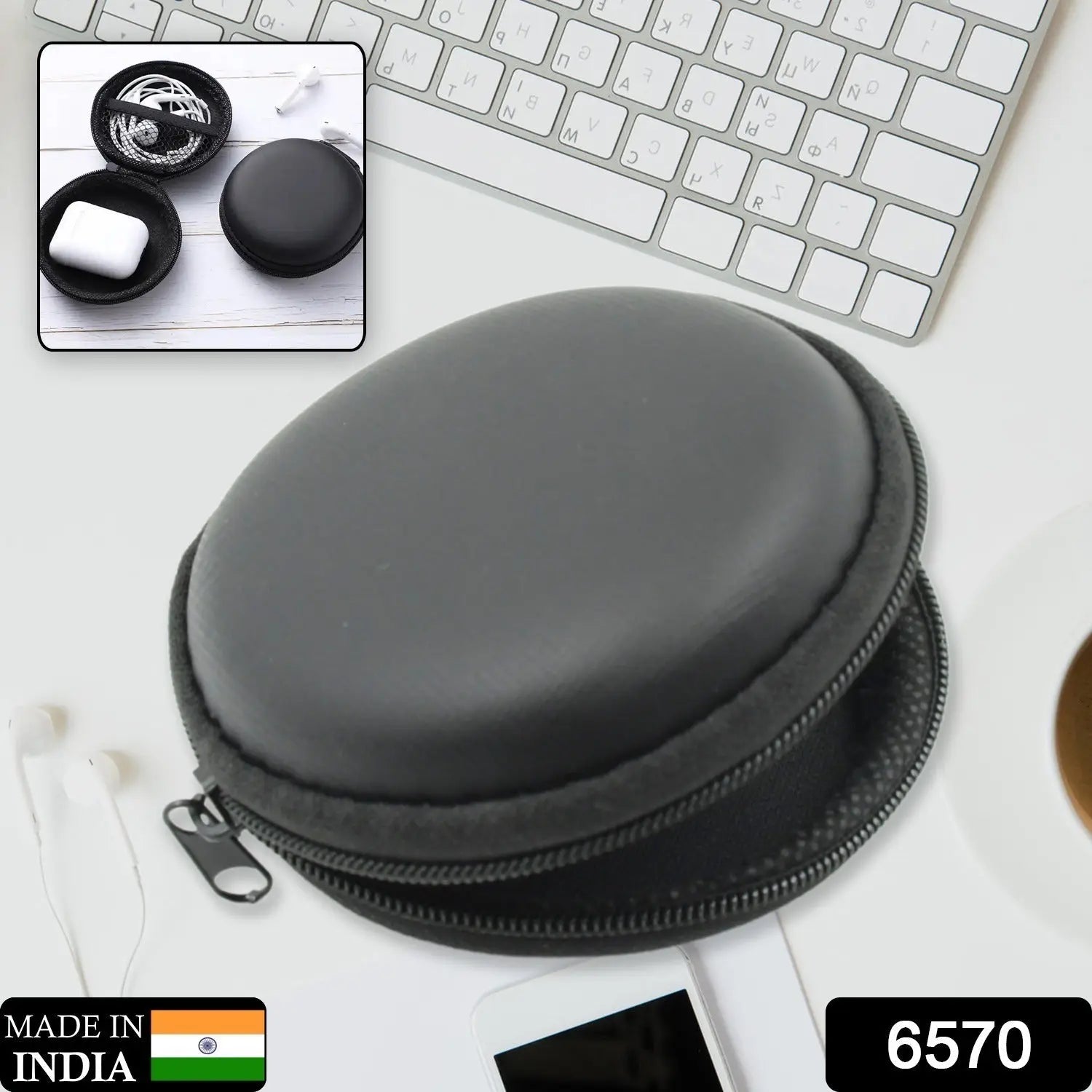 6570 Earphone Carrying Cute Case Round Pocket Pouch for Headphone Data Cable, Coins, Airpods, Pendrive, Earphone Case Organizer Perfect Return Gift (Mix Design 1 PC) Travel Sahayak