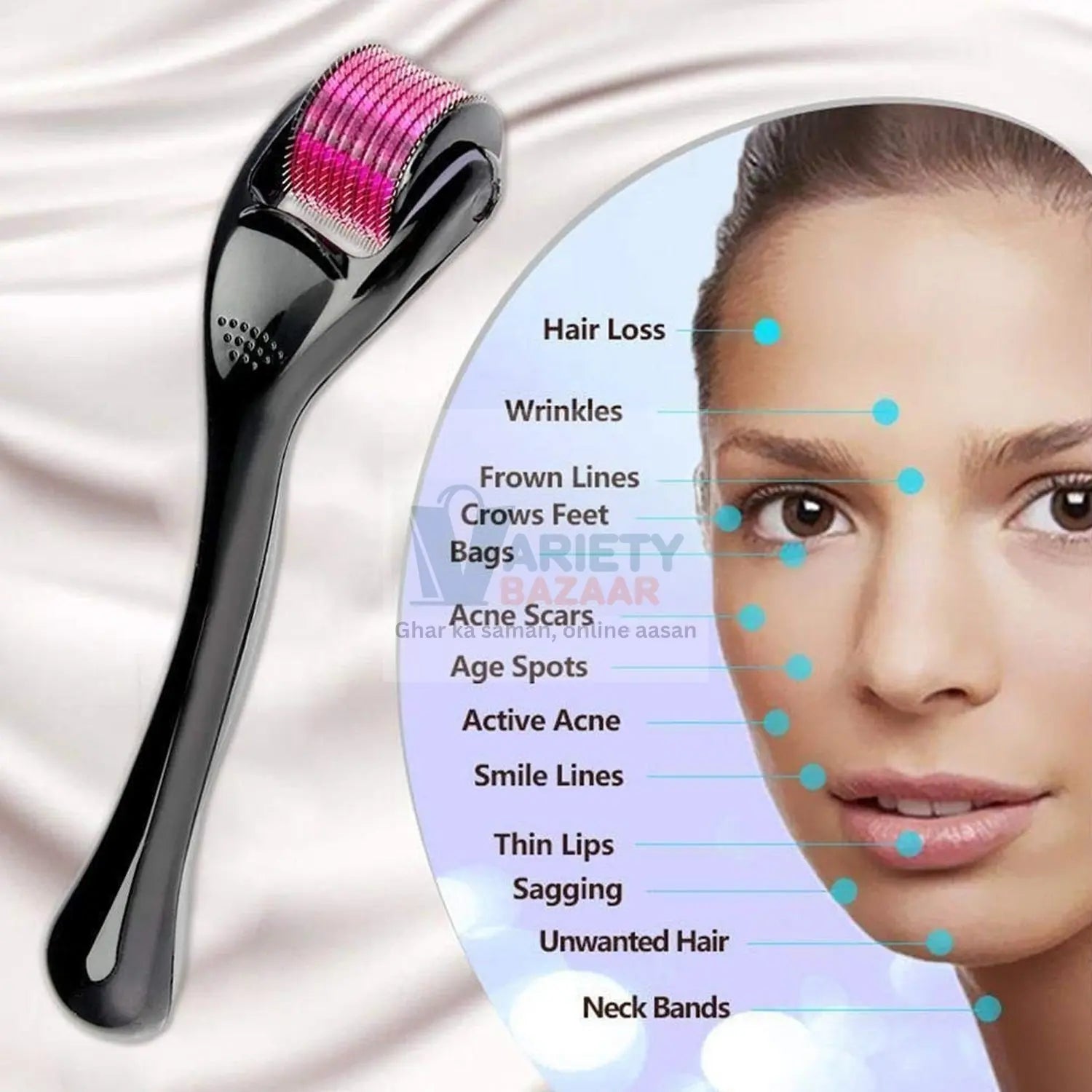 6601 Derma Roller Anti Ageing and Facial Scrubs & Polishes Scar Removal Hair Regrowth (0.75mm) Travel Sahayak