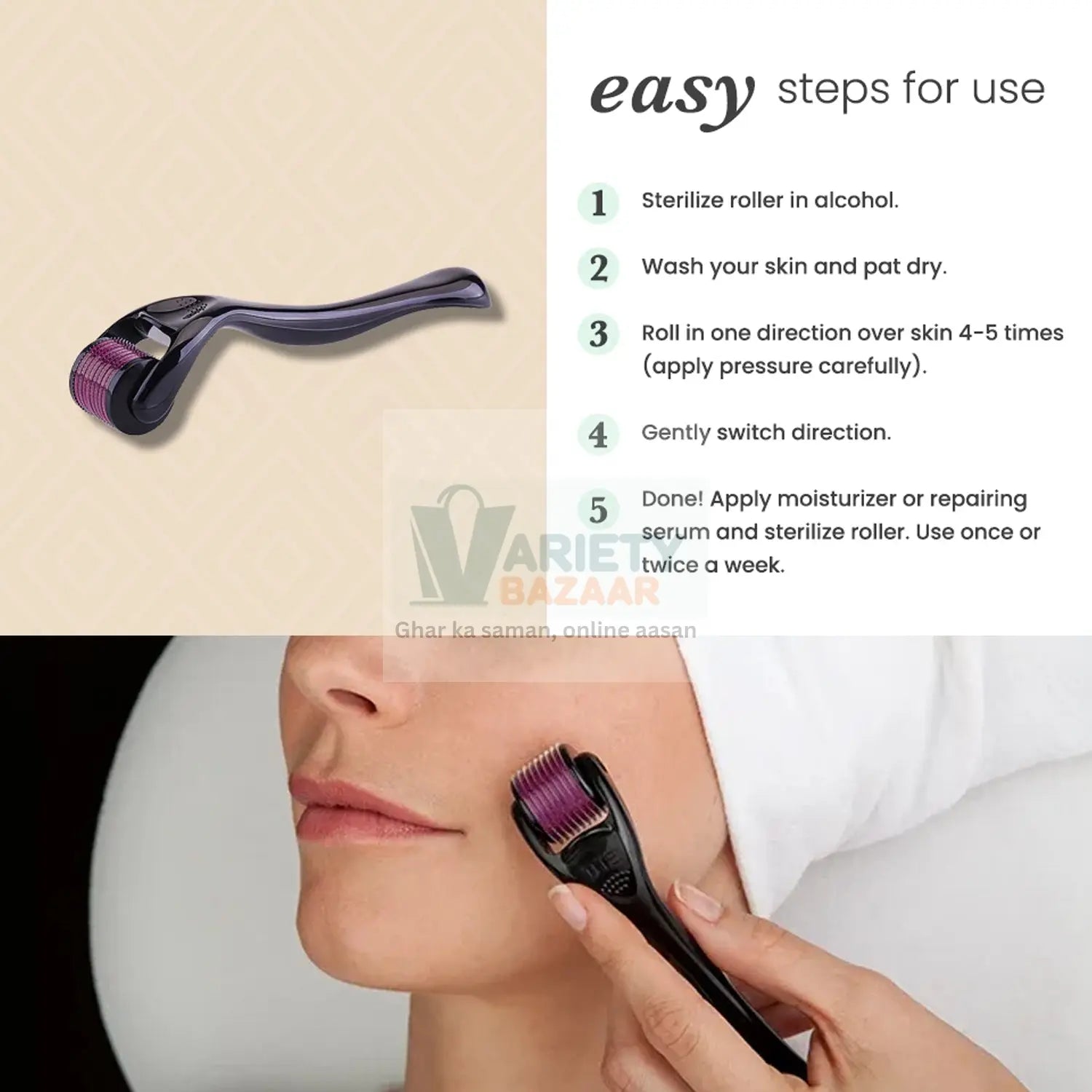 6601 Derma Roller Anti Ageing and Facial Scrubs & Polishes Scar Removal Hair Regrowth (0.75mm) Travel Sahayak