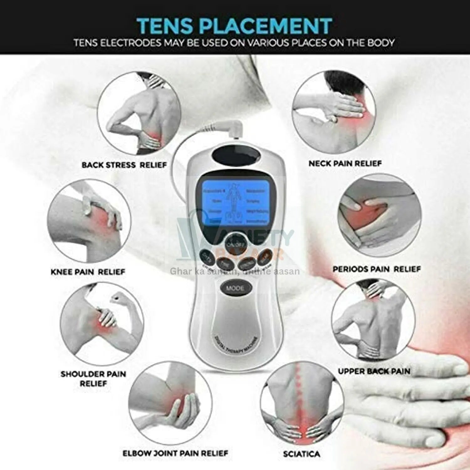 6728 Multifunctional Massager, Acupuncture Machine Electric Digital Therapy neck back electronic pulse full body massager Therapy Pulse Muscle Relax Massager & Meridian, 2 Electrode Pads,  health care equipment, Massager Set (Adapter Not Included) Travel Sahayak