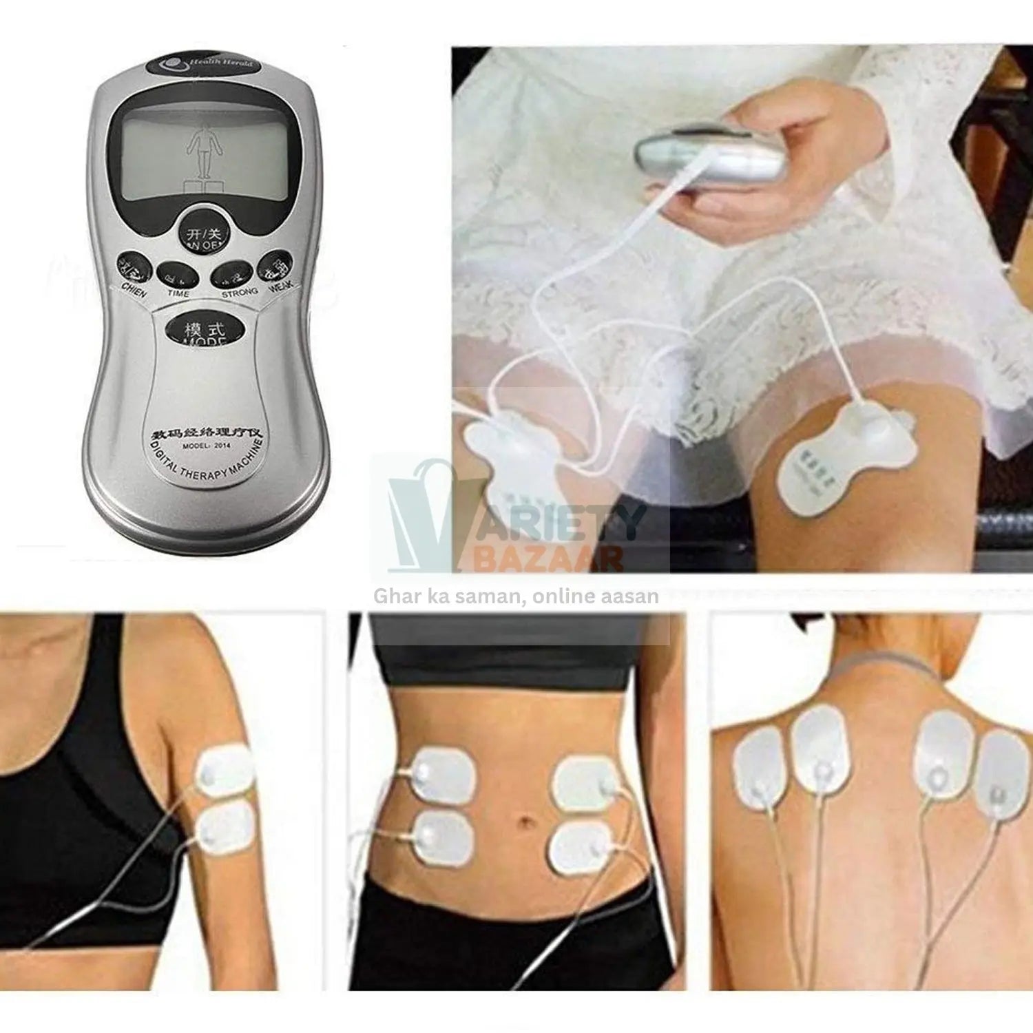 6728 Multifunctional Massager, Acupuncture Machine Electric Digital Therapy neck back electronic pulse full body massager Therapy Pulse Muscle Relax Massager & Meridian, 2 Electrode Pads,  health care equipment, Massager Set (Adapter Not Included) Travel Sahayak