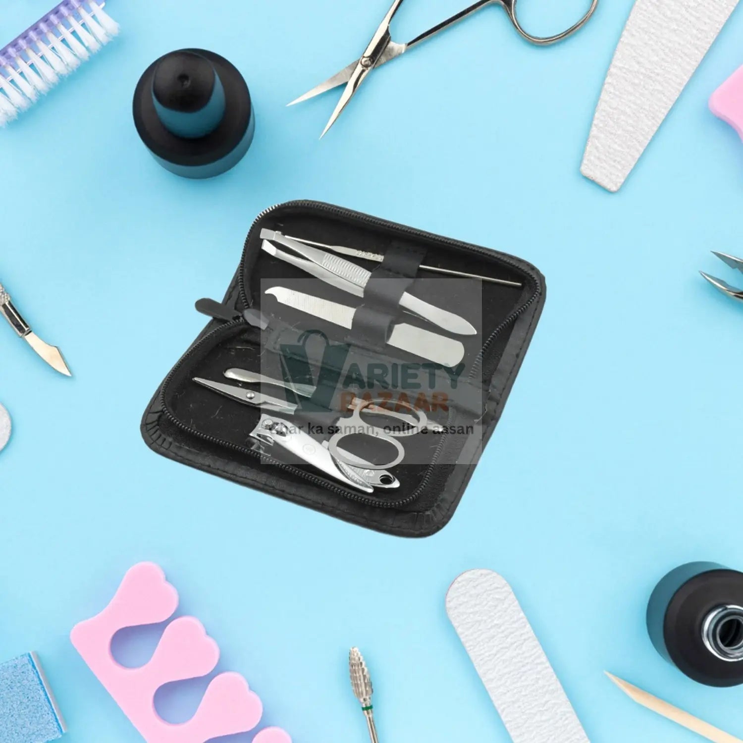 6843 Nail Scissors Professional Nail Clippers Kit Manicure Set 6 Pieces Top Grade Stainless Steel Grooming Kit With Travel Case For Travel Or Home Manicure Set (6 Pc Set) Travel Sahayak
