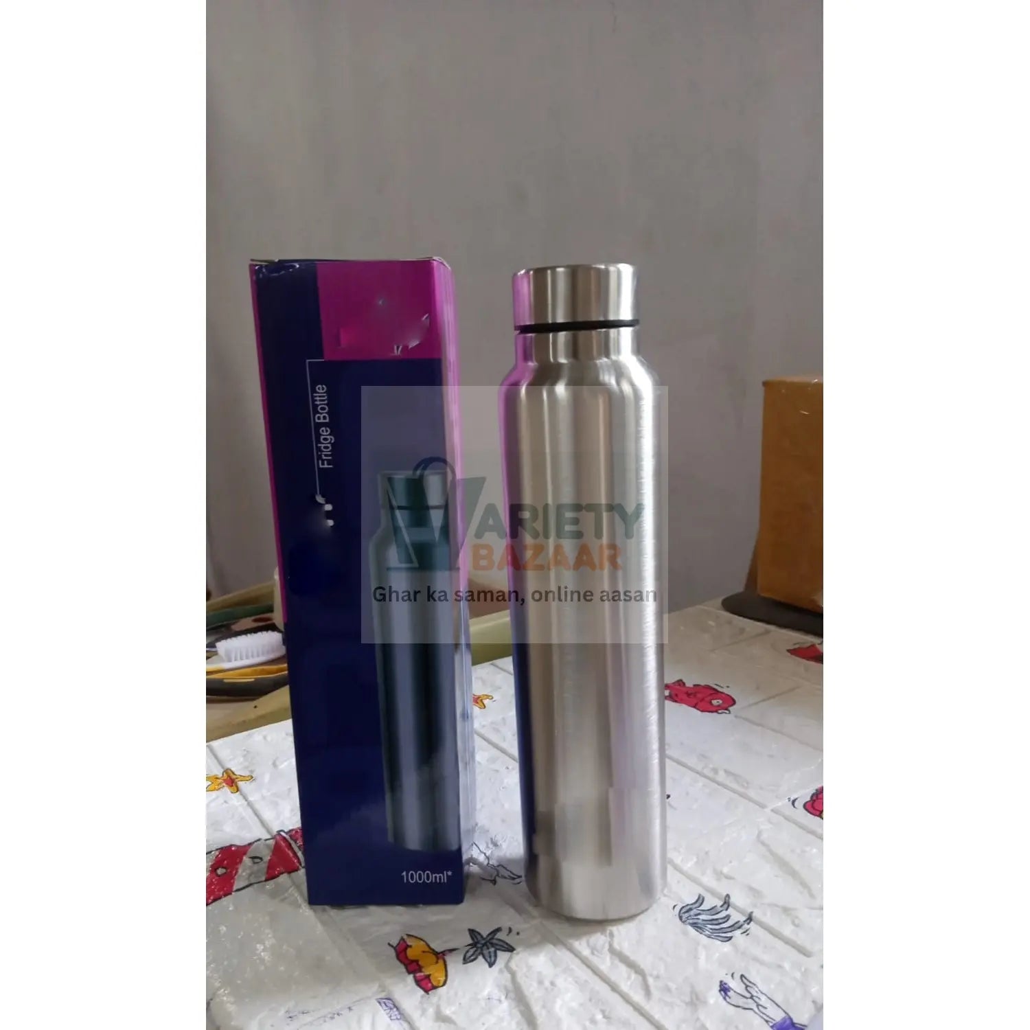 6861 Stainless Steel Water Bottle, Fridge Water Bottle, Stainless Steel Water Bottle Leak Proof, Rust Proof, Hot & Cold Drinks, Gym Sipper BPA Free Food Grade Quality Silver Color, Steel fridge Bottle For office/Gym/School 1000Ml Travel Sahayak
