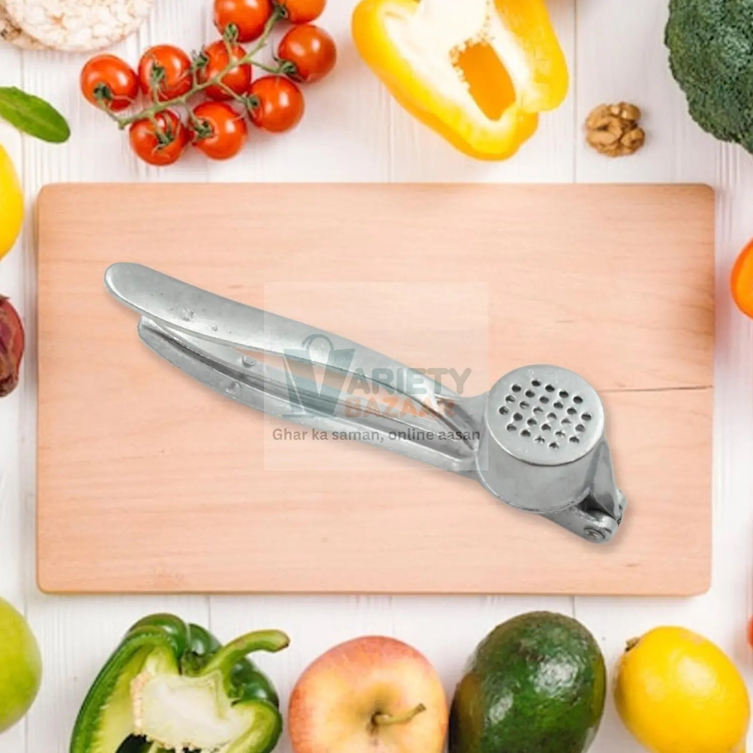 7025 GARLIC PRESS ALL ALUMINUM EASY TO USE WITH LIGHT WEIGHT WITHOUT DIFFICULTY COOKING BAKING, KITCHEN TOOL, DISHWAHER SAFE (1 Pc) Travel Sahayak