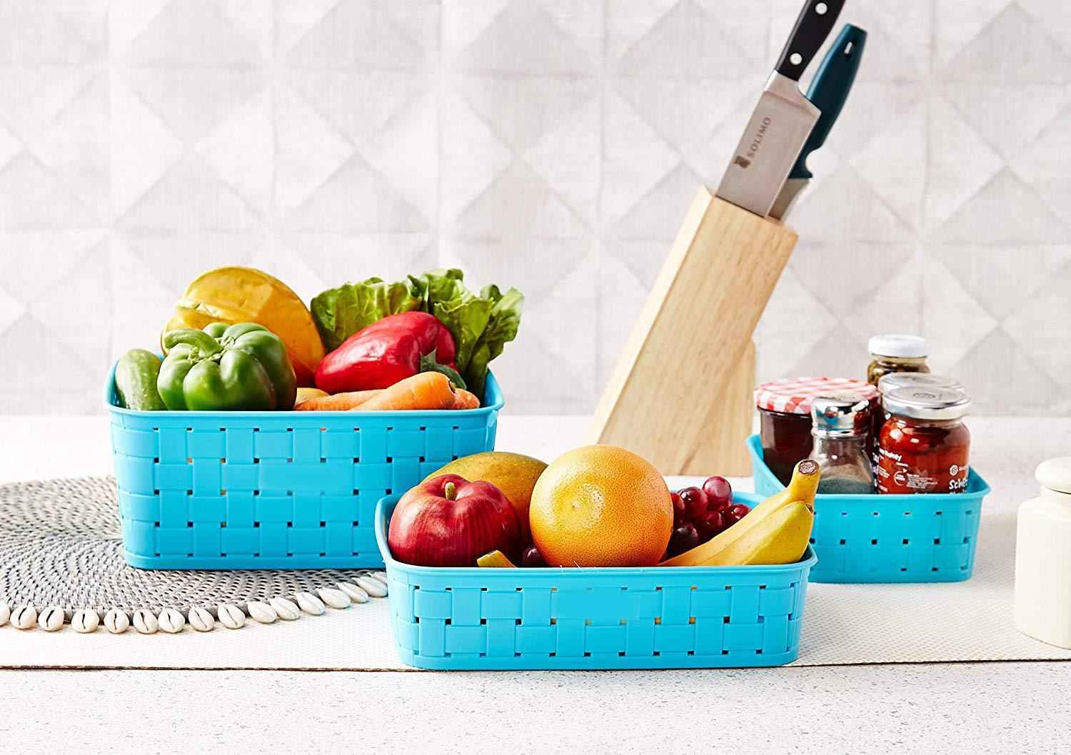 Smart Baskets for Storage(Set of 3) Sky Blue