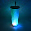 7249 Cup with Straw &  LED Lighting Reusable Matte Studded Tumbler with Leak Proof Lid Water Cup Travel Mug Coffee Ice Water Bottle Double Walled Insulated Tumbler BPA Free (1 Pc) Travel Sahayak
