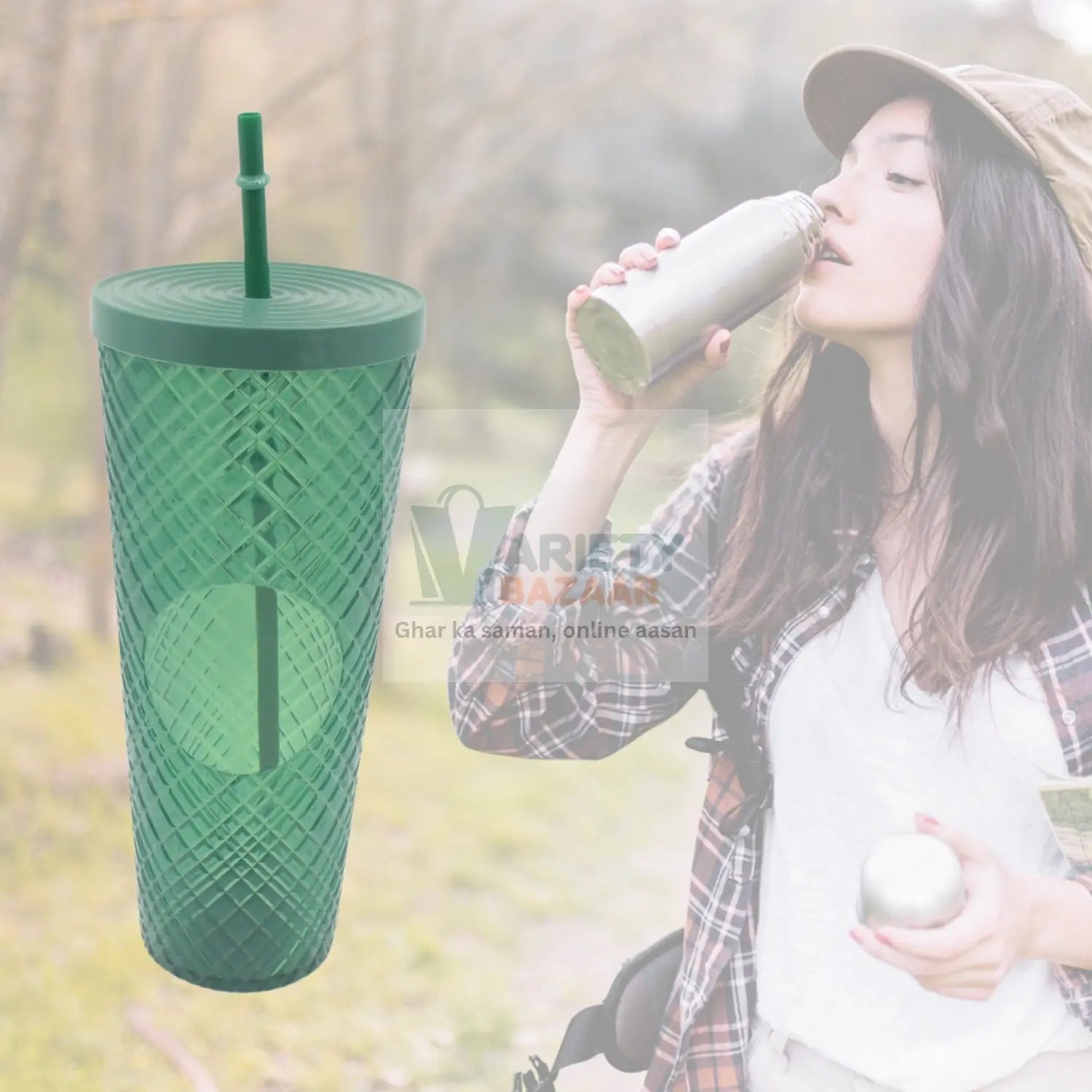 7249 Cup with Straw &  LED Lighting Reusable Matte Studded Tumbler with Leak Proof Lid Water Cup Travel Mug Coffee Ice Water Bottle Double Walled Insulated Tumbler BPA Free (1 Pc) Travel Sahayak