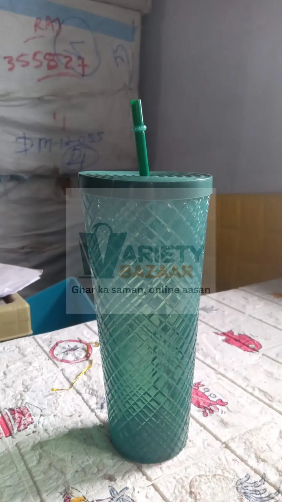 7249 Cup with Straw &  LED Lighting Reusable Matte Studded Tumbler with Leak Proof Lid Water Cup Travel Mug Coffee Ice Water Bottle Double Walled Insulated Tumbler BPA Free (1 Pc) Travel Sahayak