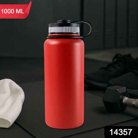 Red Stainless Steel Double Wall Vacuum-insulated Drink Water Bottle (1000 Ml)