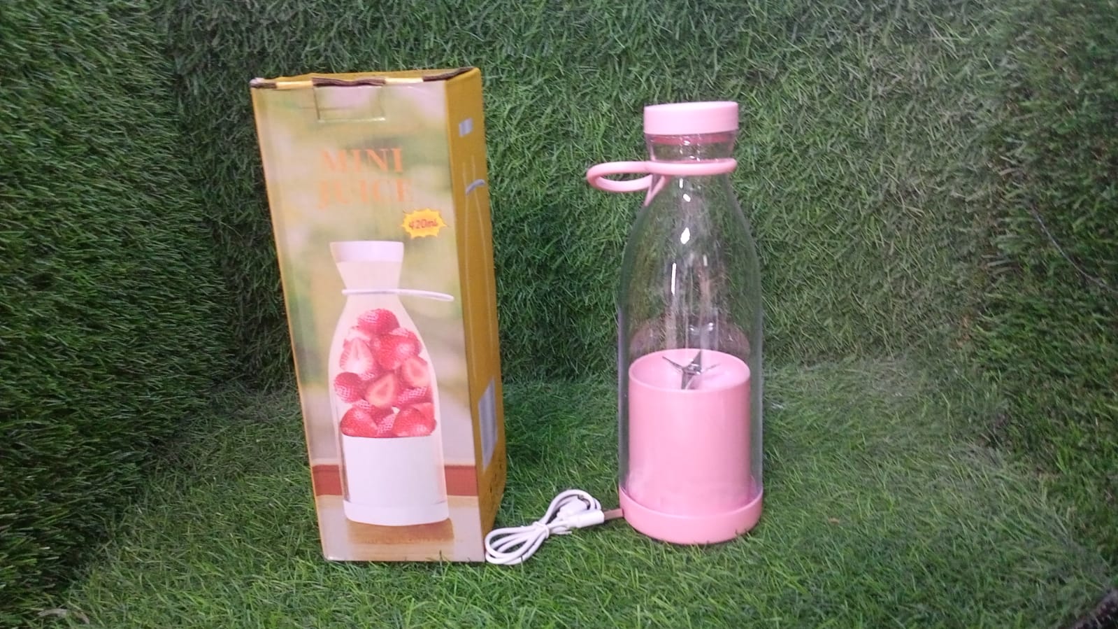 5334A BLENDER PORTABLE JUICER FOR SMOOTHIE , JUICE , VEGETABLE SHAKES WITH 6 BLADES WIRELESS CHARGING MINI PERSONAL SIZE MIXER BOTTLE GRINDER, 420 ML MULTICOLOR Travel Sahayak