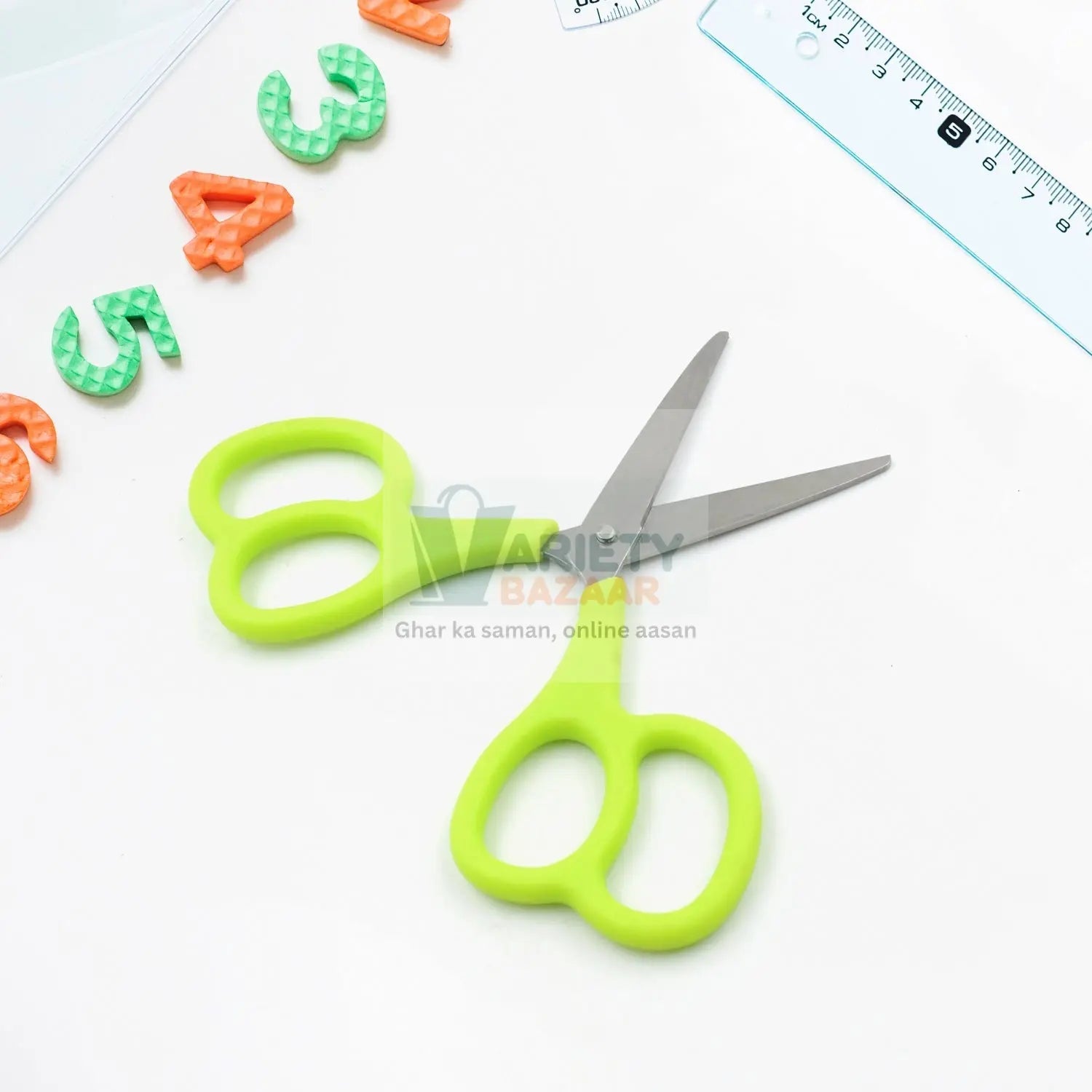 7563  Stainless Steel Double Grip Scissors, Multipurpose | Comfort Grip Handle and Stainless Steel Blades | Paper, Photos, Crafts, All Purpose, Office (1 Pc) Travel Sahayak