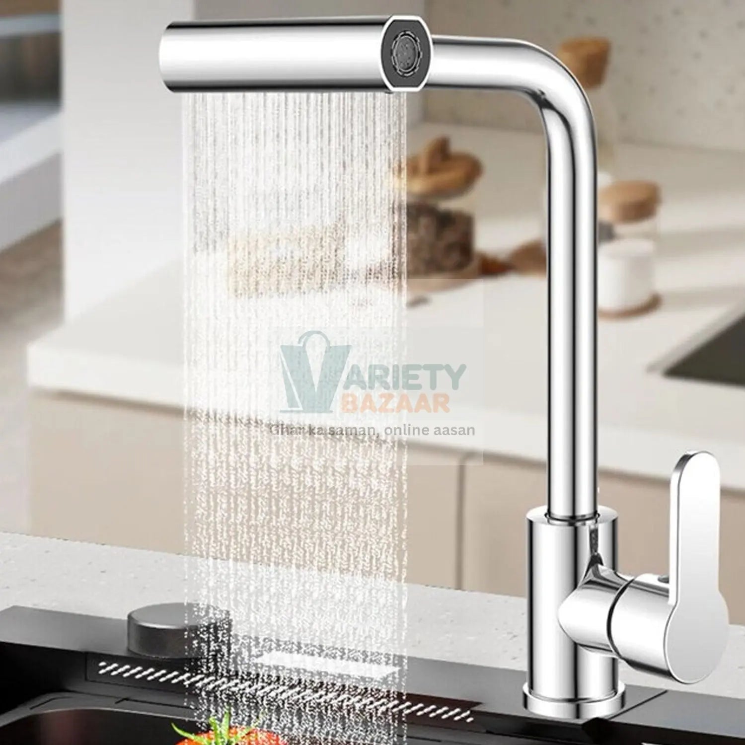 7575 Multifunction Shower Waterfall Kitchen Faucet, 360° Rotation Waterfall Kitchen Faucet, Touch Kitchen Faucet, Faucet Extender for Kitchen Sink, Swivel Waterfall Kitchen Faucet for Washing Vegetable Fruit (4 In 1 ) Travel Sahayak