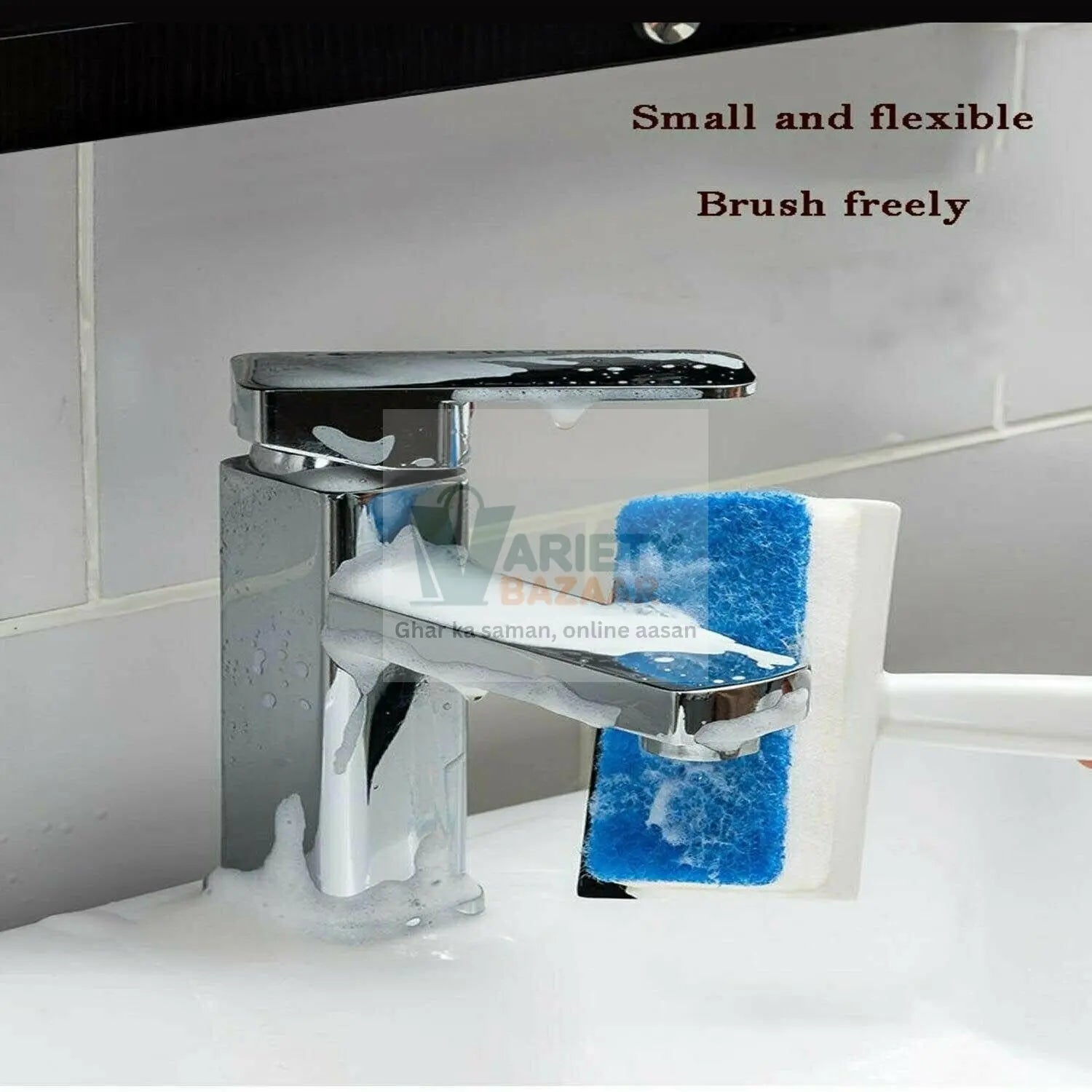 7602 2 in 1 Glass Wiper Cleaning Brush Mirror Grout Tile Cleaner Washing Pot Brush Double-Sided Glass Wipe Bathroom Wiper Window Glass Wiper Travel Sahayak