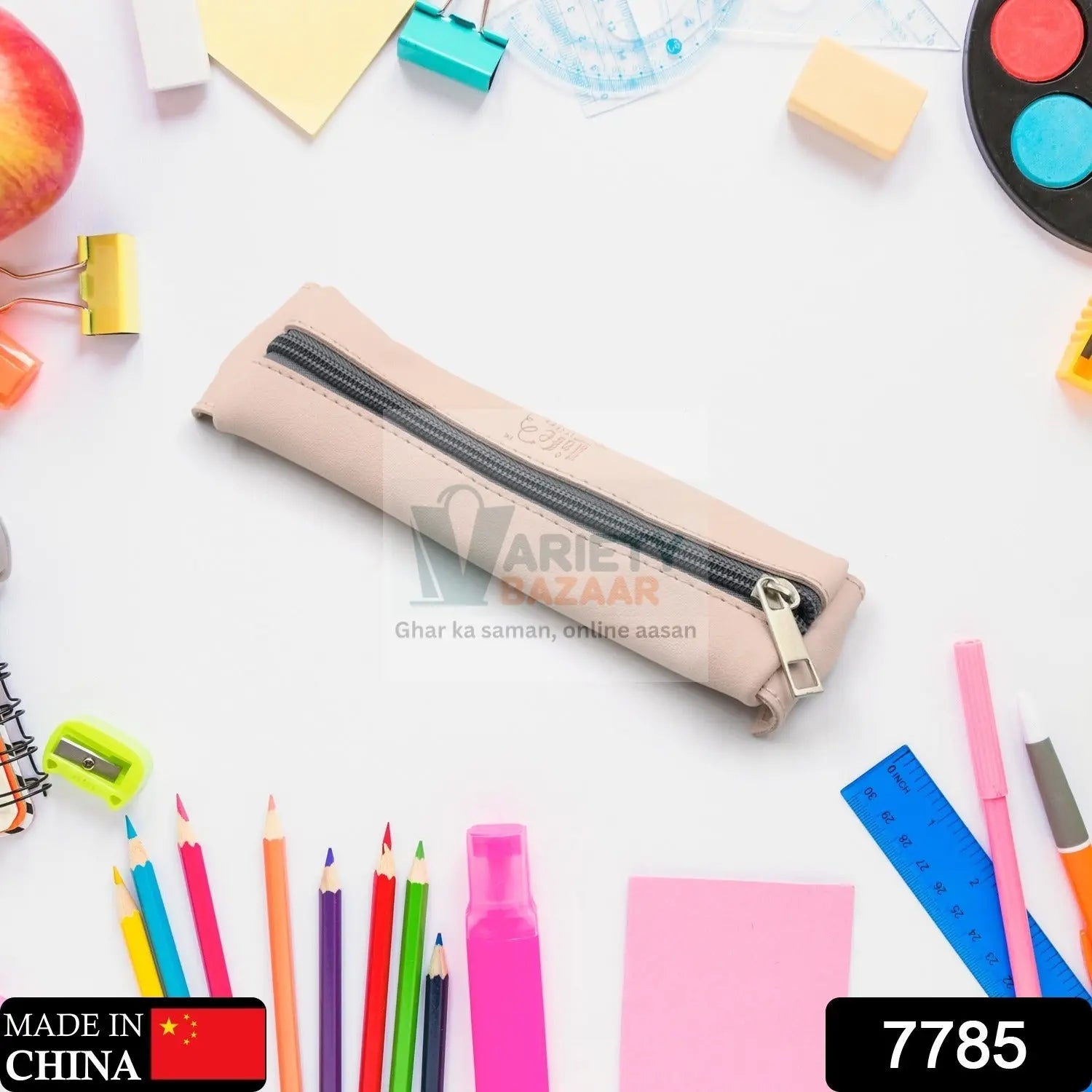 7785 Leather Pencil Case high-quality leather pencil pouch ideal of School (1Pc) Travel Sahayak