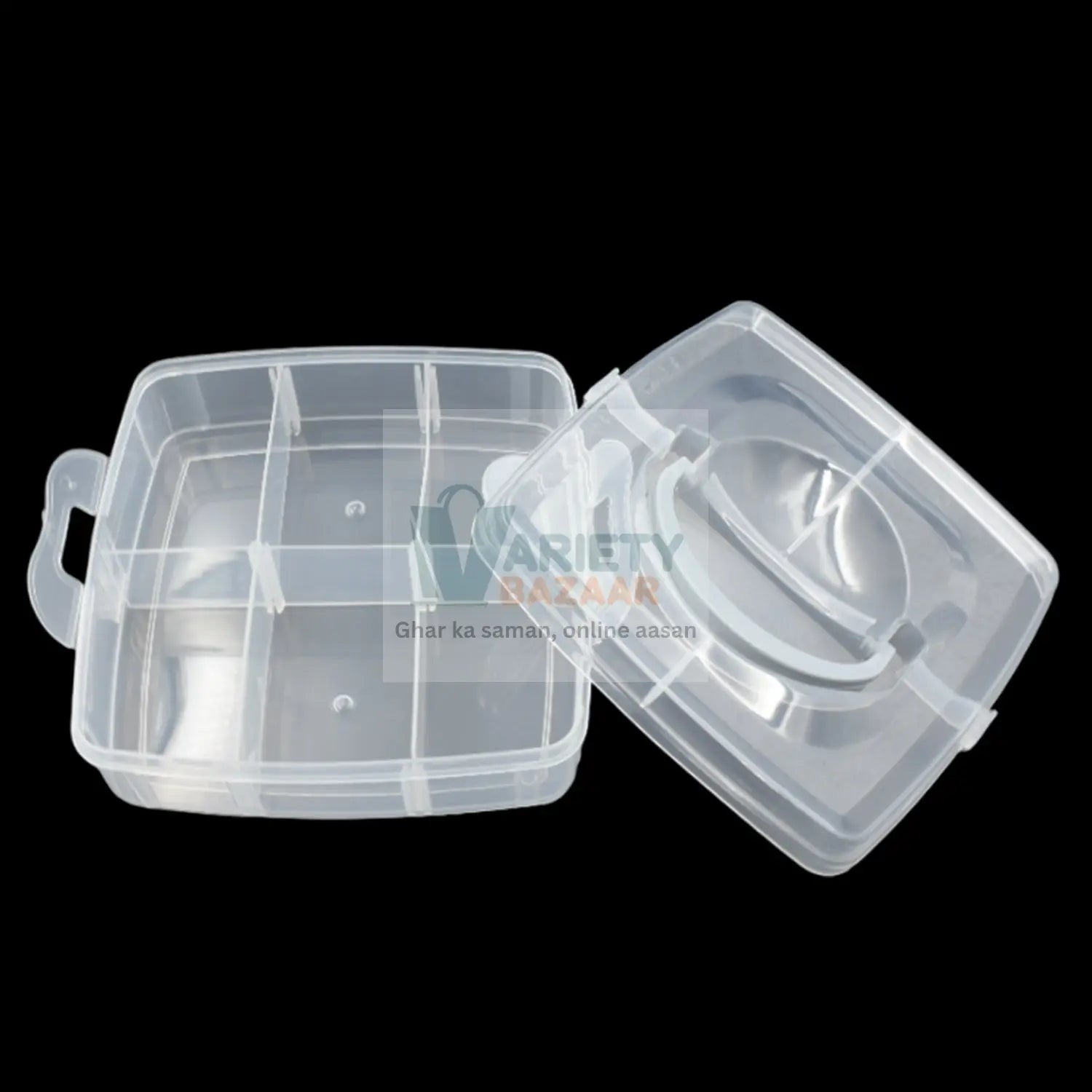 7984 18 Grid 3 layer box Clear Plastic Organizer Jewelry Storage Box with Adjustable Dividers, Transparent Organizer Box for Earring Fishing Hooks (18 Grids Plastic Storage Box) Travel Sahayak
