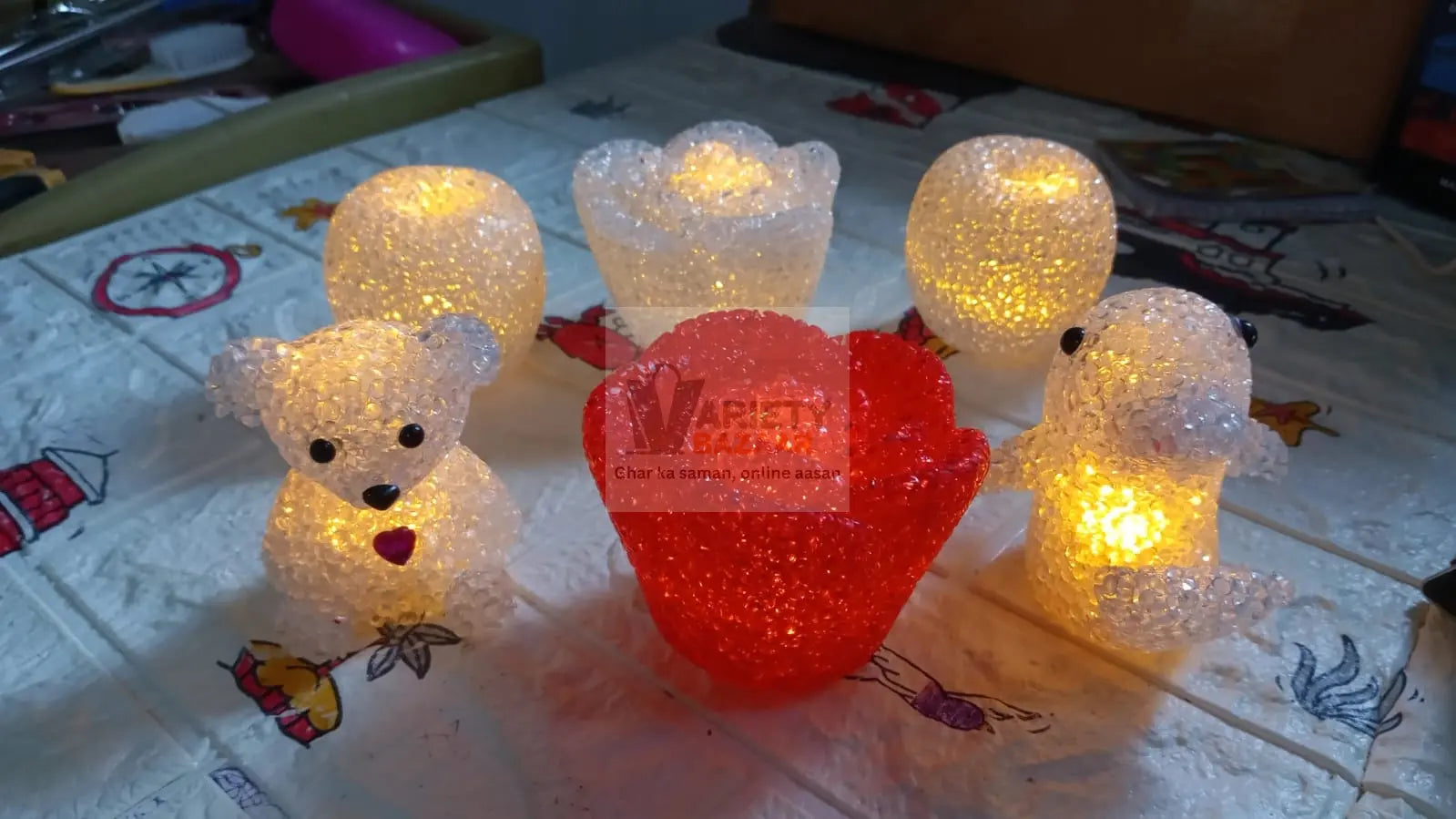 7995A MIX DESIGN MULTI SHAPE SMALL LIGHT LAMPS LED SHAPE CRYSTAL NIGHT LIGHT LAMP (1 PC ) Travel Sahayak