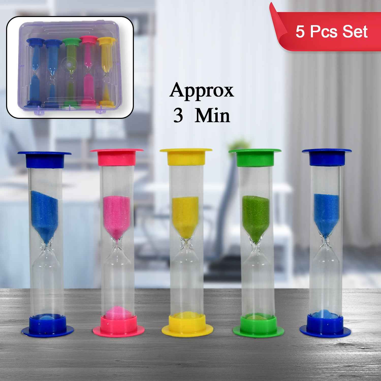 8756 Sand Timer Plastic Hourglass Sand Glass Toy Sand Clock For Kitchen Office School And Brushing Teeth For Bathroom Timer Clock Children Hourglass Sand Glass Toothbrush Household Sand Clock (3 Min Approx  5 Pc)