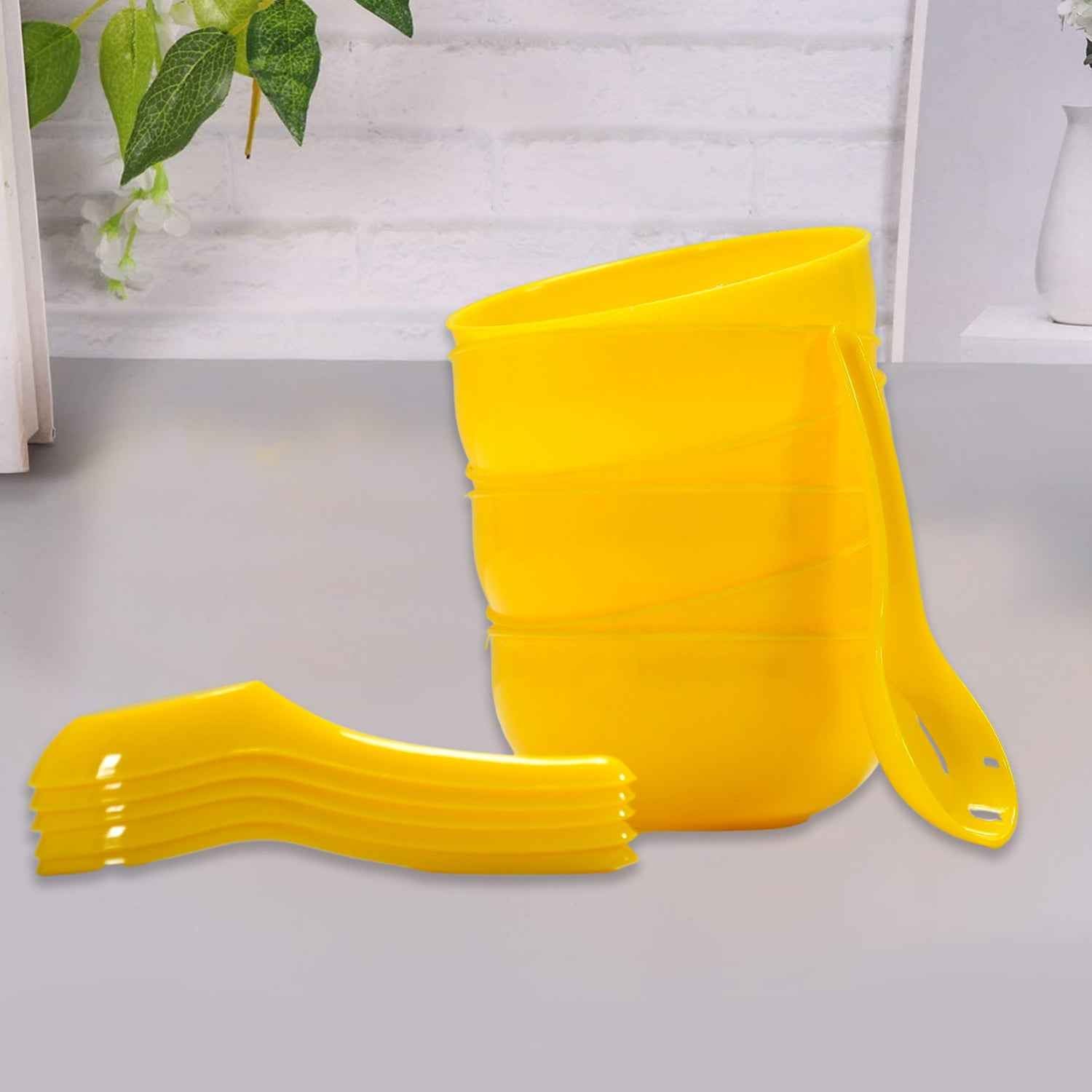 5105 Soup Bowl Spoon Set Plastic For Kitchen  Home Use