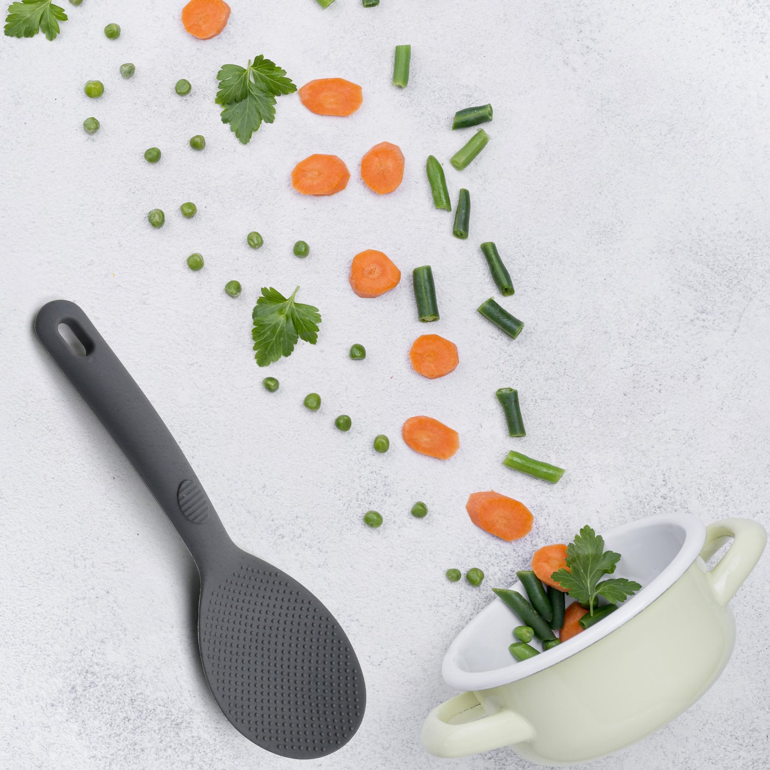 5464 Silicone Handle Spatula Spoon, Non Stick Rubber Rice Spoon Utensil Kitchen Cooking Tools (24 cm) Travel Sahayak
