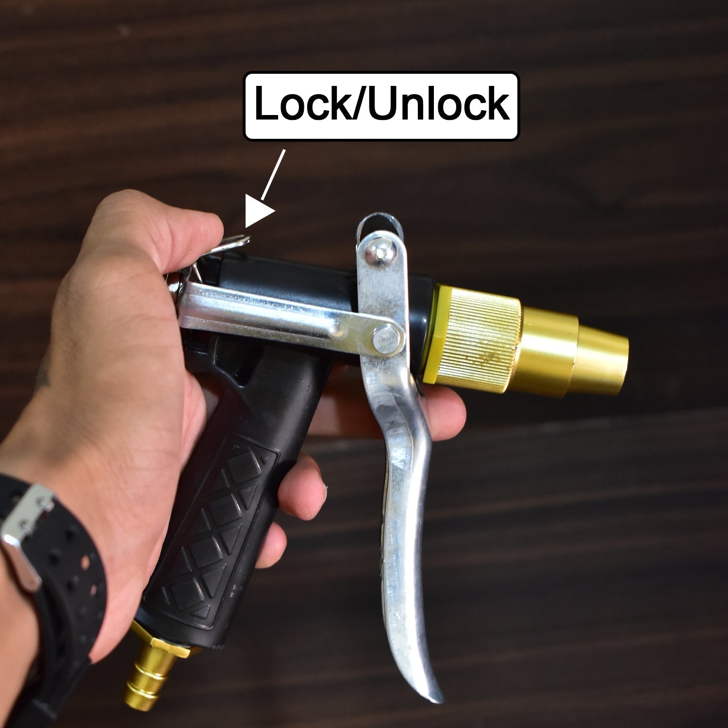 1608 Durable Gold Color Trigger Hose Nozzle Water Lever Spray Travel Sahayak