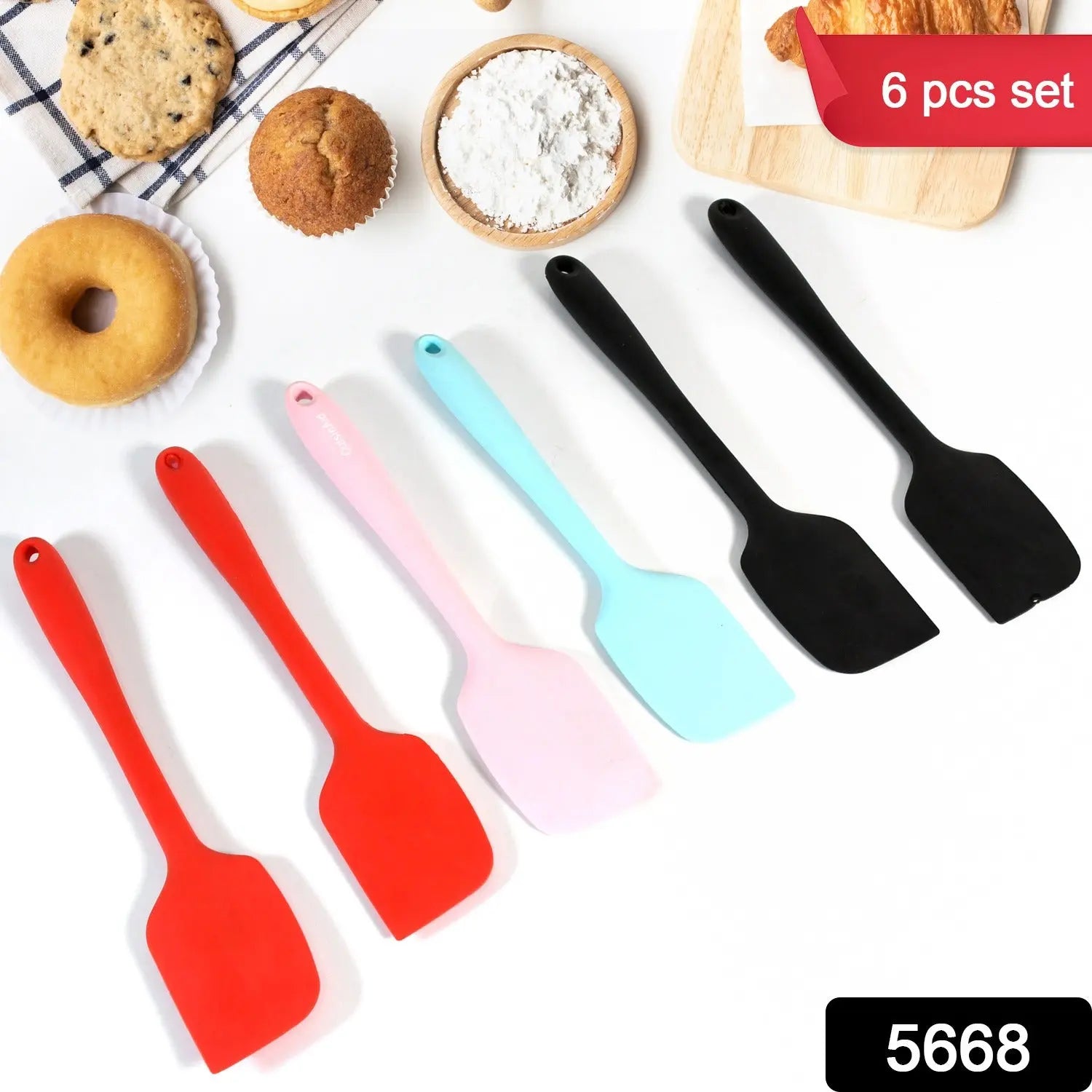Multipurpose Silicone Spoon, Silicone Basting Spoon Non-Stick Kitchen Utensils Household Gadgets Heat-Resistant Non Stick Spoons Kitchen Cookware Items For Cooking and Baking (6 Pcs Set) - varietybazaar.co.in