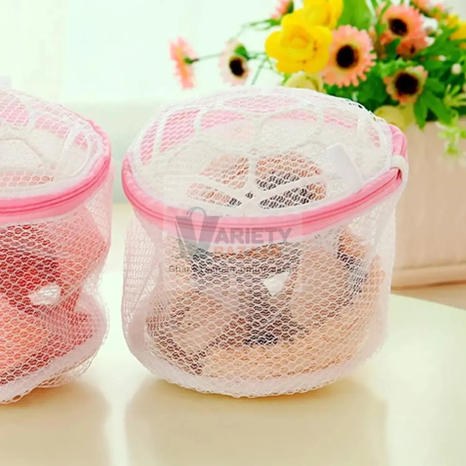 8359 Small Round cloth washing Laundray bag | washing net bag Pouch | Mesh Laundry Bag with rust free zipper for Washing, socks and underwear (1 Pc) Travel Sahayak