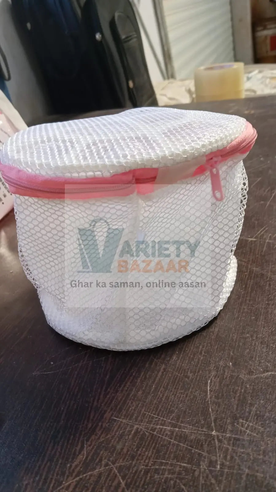 8359 Small Round cloth washing Laundray bag | washing net bag Pouch | Mesh Laundry Bag with rust free zipper for Washing, socks and underwear (1 Pc) Travel Sahayak