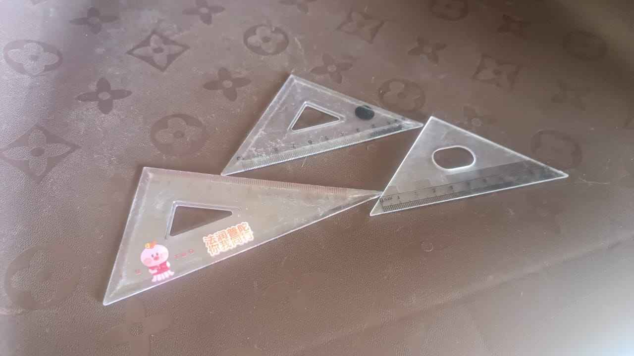 Transparent Plastic Set Square Ruler Kit (3 Pc)