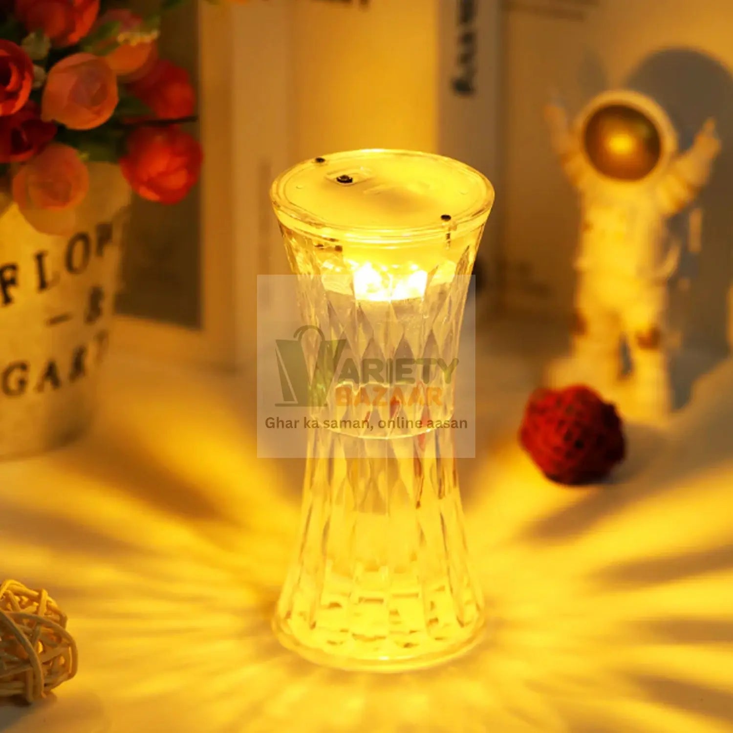 8440 Crystal Lamp, Universal Night Light, Soft Lighting, Eye Protection for Nursery, Study, Bedroom Transparent Crystal Table Soft Lighting Multipurpose for Hotel for Office for Children's Room (12Pc MOQ) Travel Sahayak