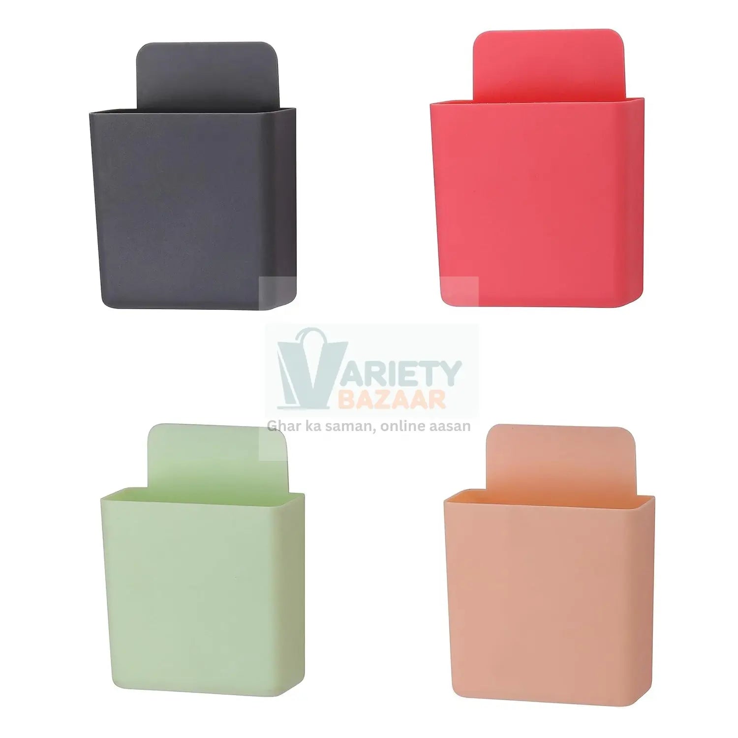 8485  Multipurpose Plastic Wall Mounted Remote & Mobile Holder Stand – (Pack of 4) Travel Sahayak