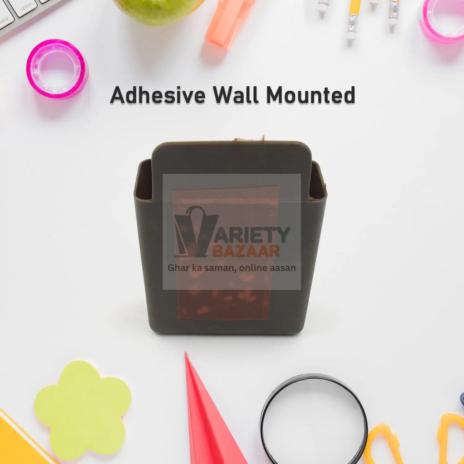 8485  Multipurpose Plastic Wall Mounted Remote & Mobile Holder Stand – (Pack of 4) Travel Sahayak
