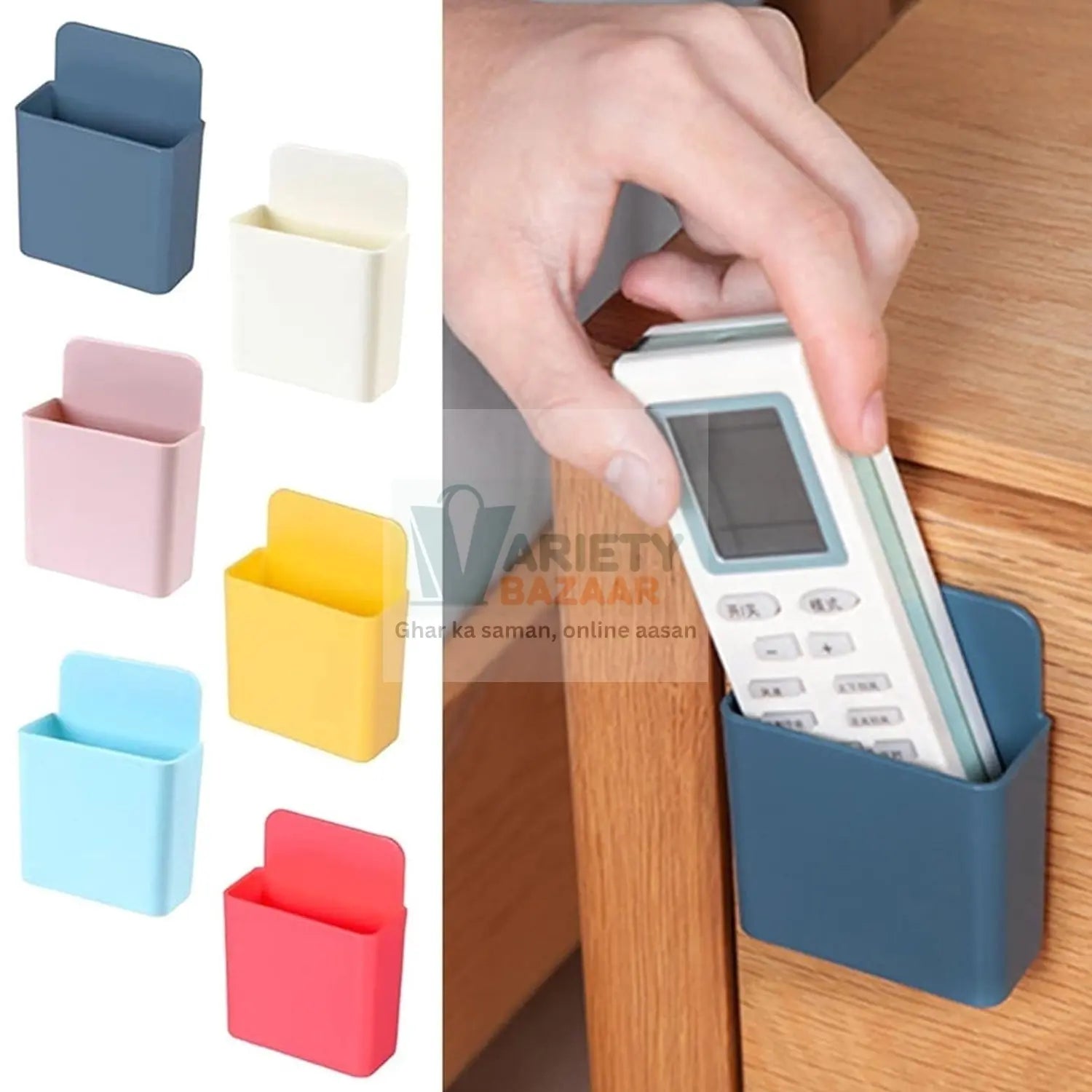 8485  Multipurpose Plastic Wall Mounted Remote & Mobile Holder Stand – (Pack of 4) Travel Sahayak