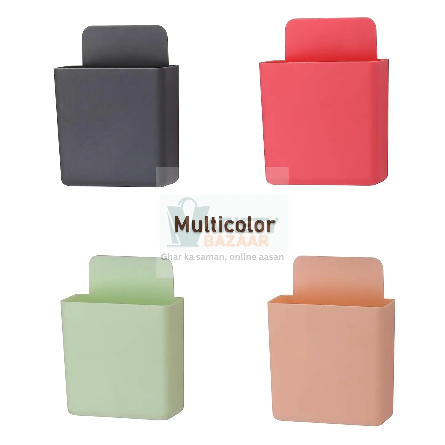 8485  Multipurpose Plastic Wall Mounted Remote & Mobile Holder Stand – (Pack of 4) Travel Sahayak