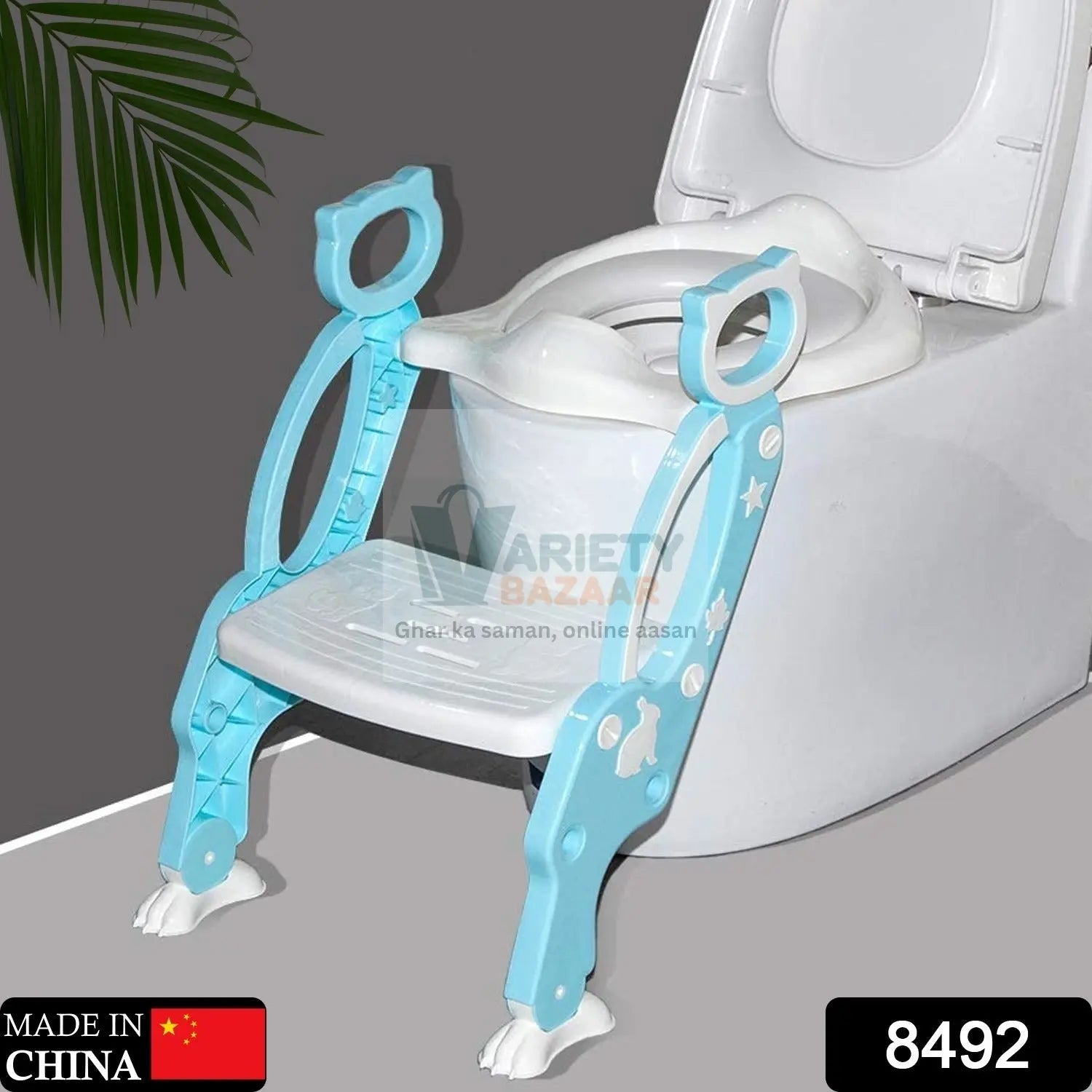 8492 2 In 1 Potty Training Toilet Seat with Step Stool Ladder for Boy and Girl Baby Toddler Kid Children’s Toilet Training Seat Chair with Soft Padded Seat and Sturdy Non-Slip Wide Step, Make Potty Easier For Your Kids (Multi-Color) Travel Sahayak