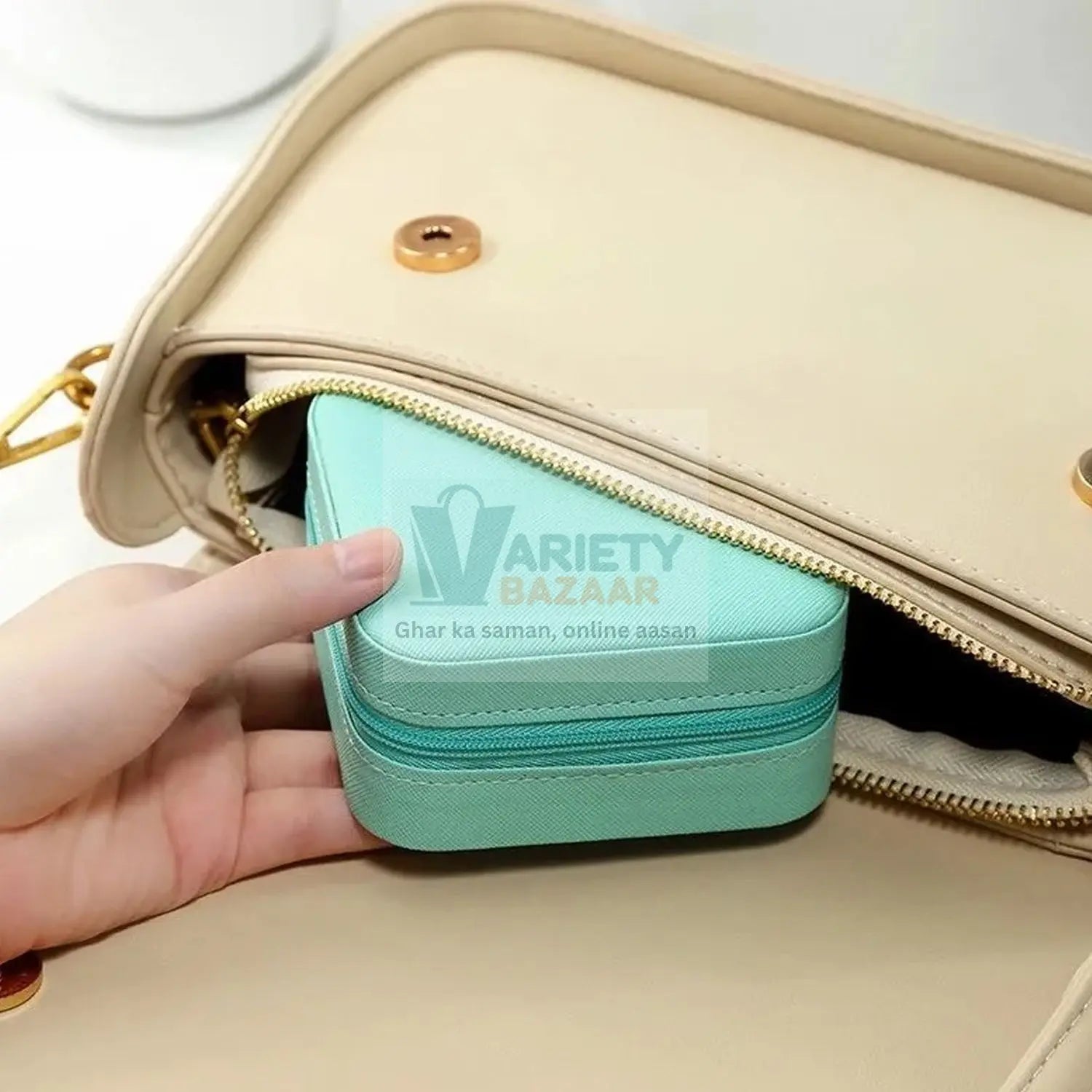 8782 Jewellery Box for Women, Mini Portable Jewelry Box Organiser,PU Leather Jewlerrying Display Holder, Small Travel Jewellery Box for Girls, Women, Mother, Daughte, Travel Ring, Pendant, Earring, Necklace Storage Case Travel Sahayak