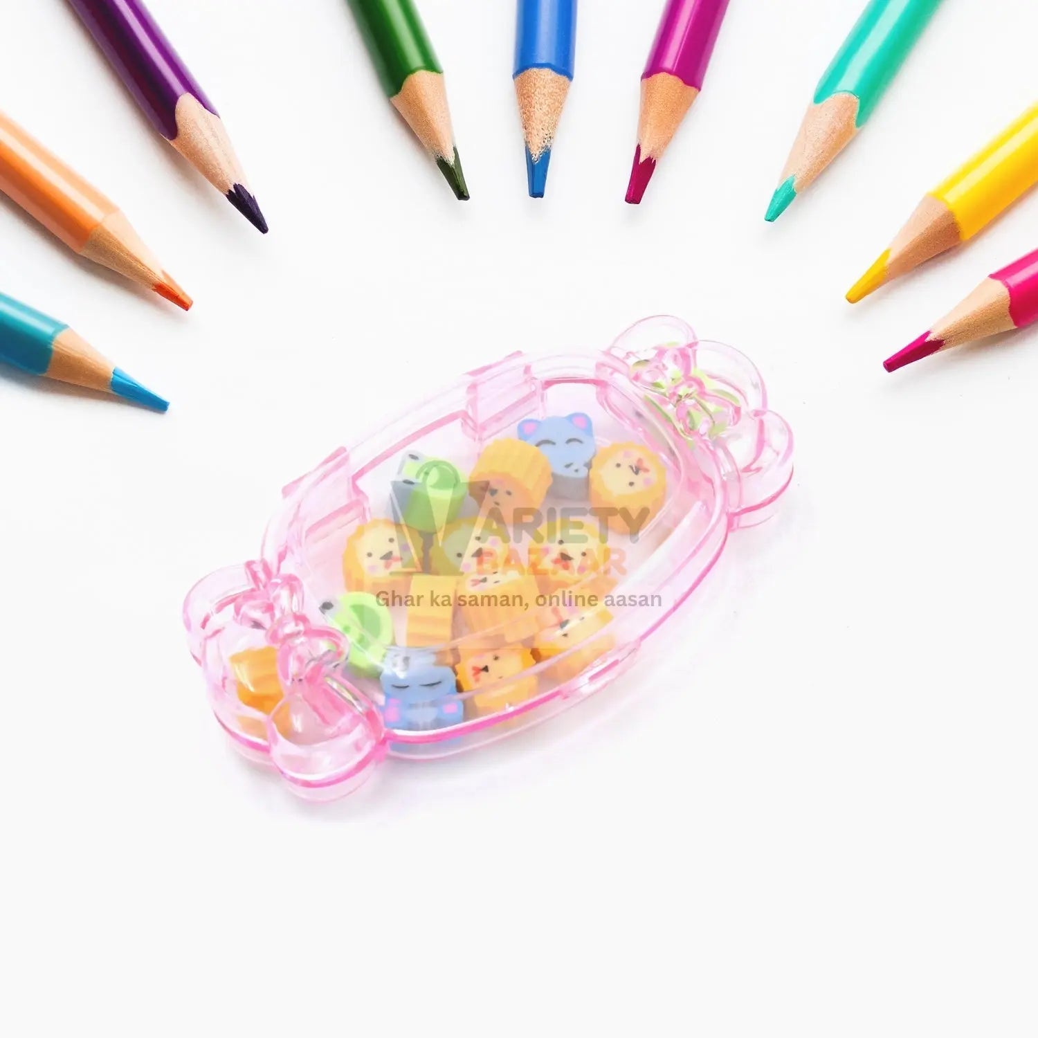 8831 Cute School Eraser Set Cute Eraser Multi Design Rubber Erasers For Pencil Cleaning Stationery School Student Girl Kids (24 Set / 15 pc In1 Set) Travel Sahayak