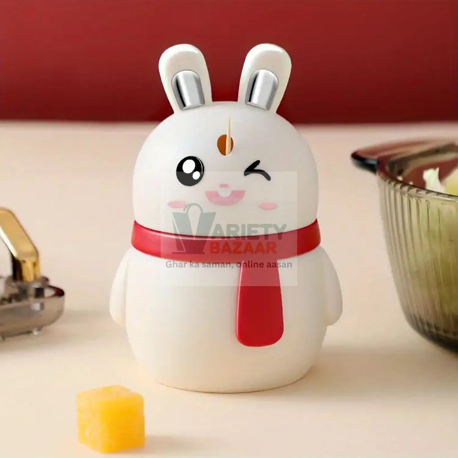 8842 Rabbit Shape Toothpick Dispenser Pressing Small Size Accessory Durable Red | Home & Garden | Kitchen, Dining & Bar | Kitchen Storage & Organization | Racks & Holders Dining Room Table Decoration (1 Pc ) Travel Sahayak