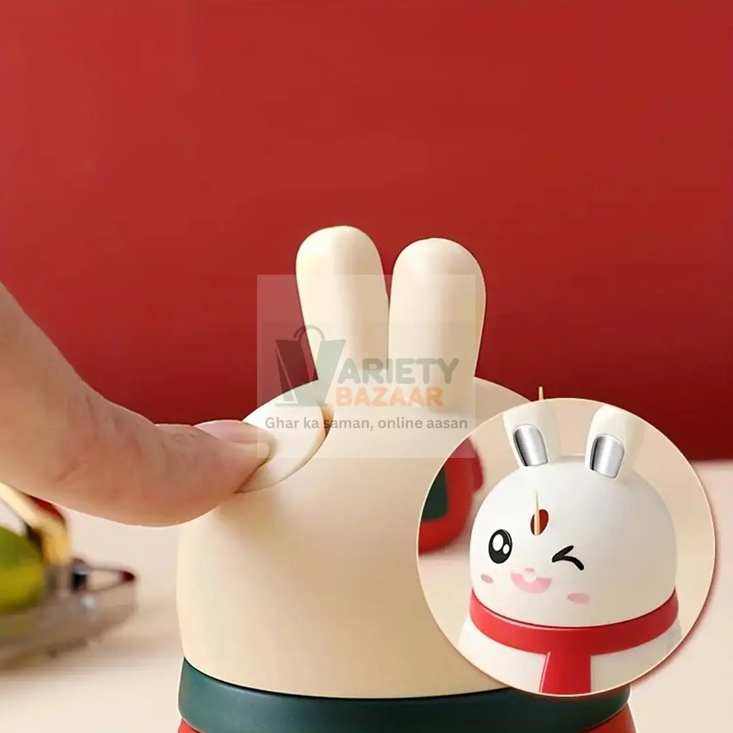 8842 Rabbit Shape Toothpick Dispenser Pressing Small Size Accessory Durable Red | Home & Garden | Kitchen, Dining & Bar | Kitchen Storage & Organization | Racks & Holders Dining Room Table Decoration (1 Pc ) Travel Sahayak