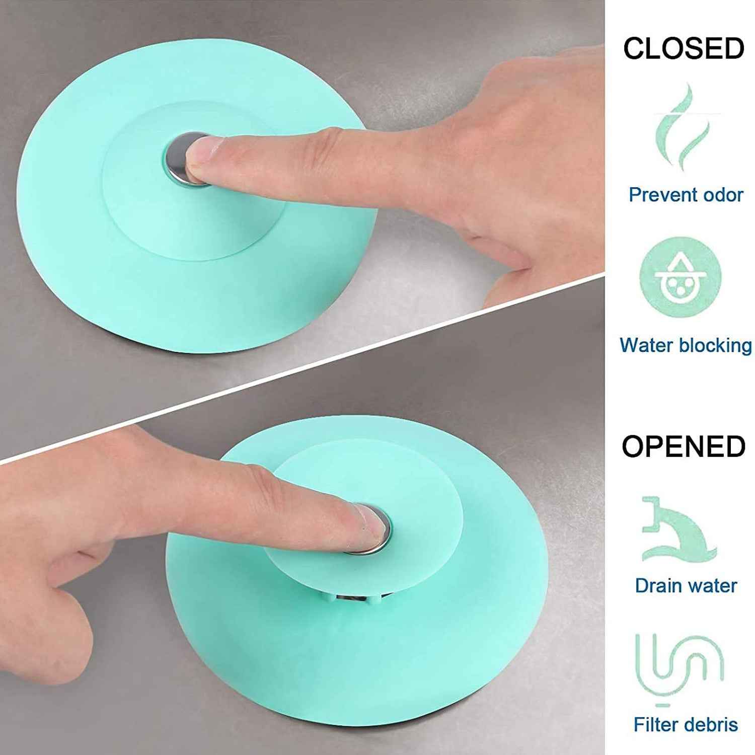 Creative 2-in-1 Light Green Silicone Sewer Sink Sealer Cover Drainer (Multicolour)