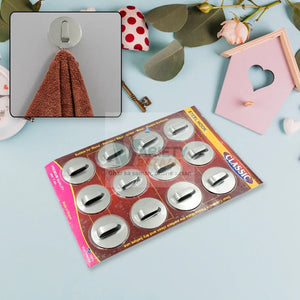 9413  Multipurpose Steel Wall hanging hook 12 pc, Self Adhesive Wall Hanging Hooks Sticker Hook, Suitable For: Wall Paper, Calender, Bathroom Tiles, Kitchen, Key Hange and etc Hook 12  (Pack of 12) Travel Sahayak