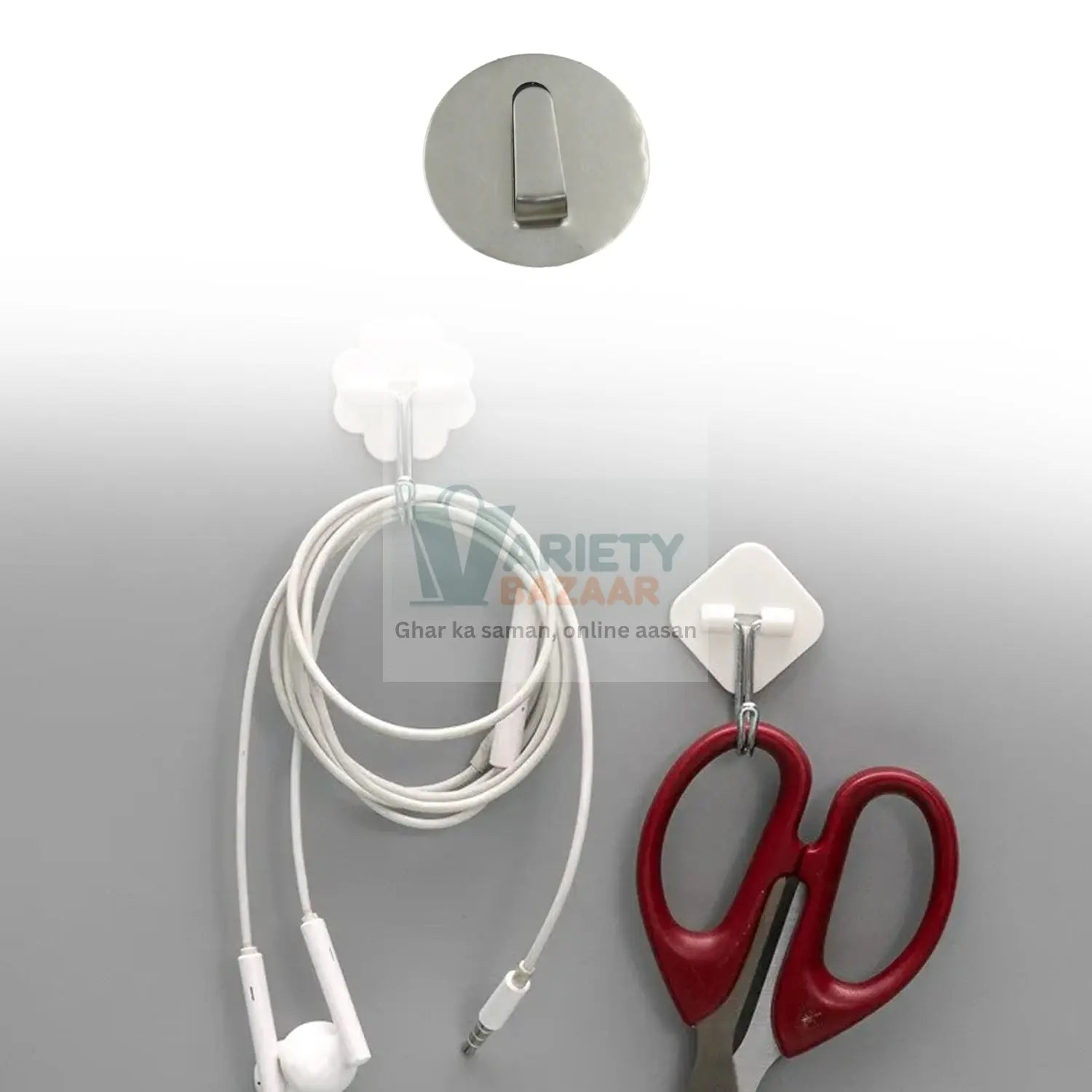 9413  Multipurpose Steel Wall hanging hook 12 pc, Self Adhesive Wall Hanging Hooks Sticker Hook, Suitable For: Wall Paper, Calender, Bathroom Tiles, Kitchen, Key Hange and etc Hook 12  (Pack of 12) Travel Sahayak