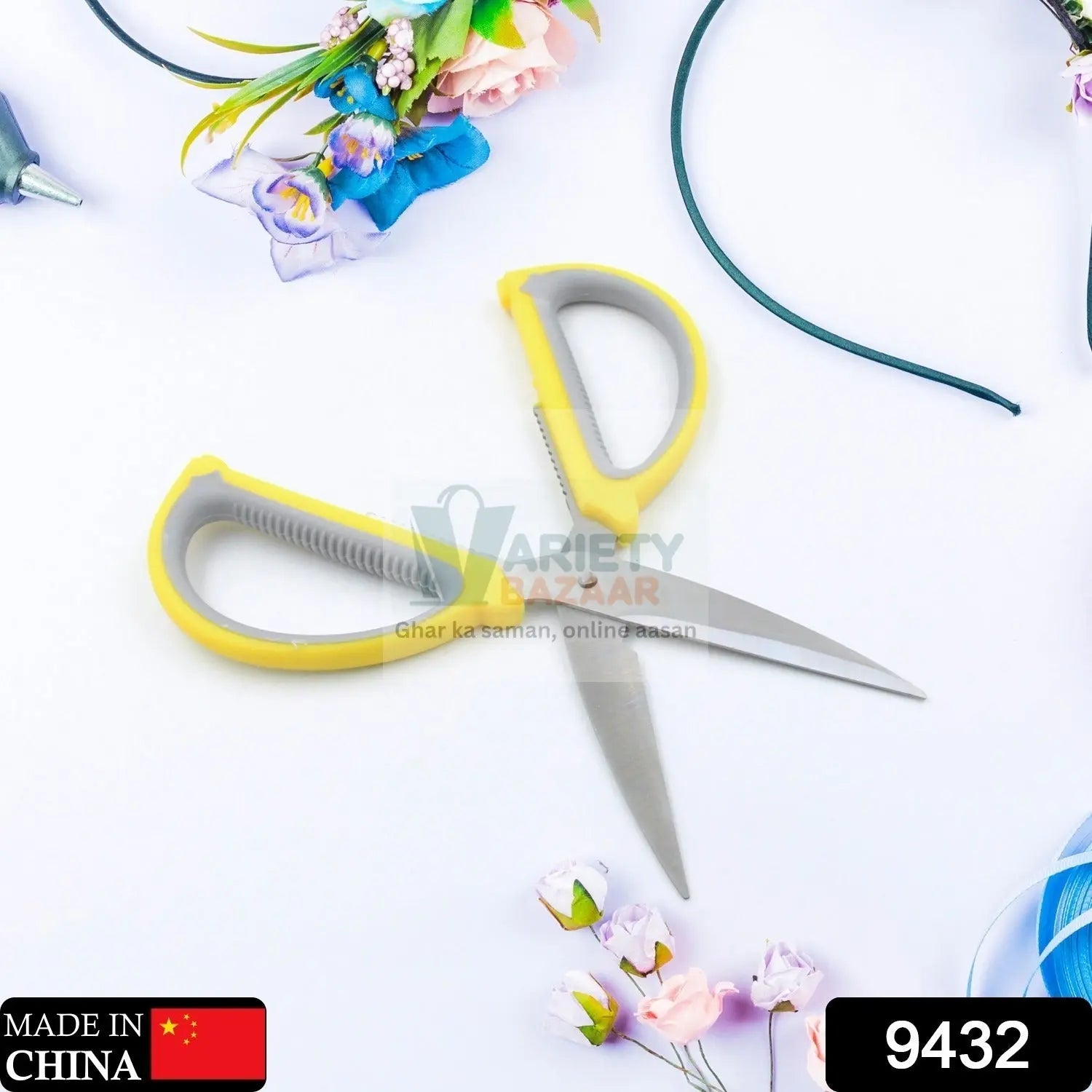 9432 Multipurpose Scissor Large  Scissors Comfort Grip Handles and Stainless Steel Blades for Precision Cutting of Paper, Photos, Crafts, and More (1 Pc) Travel Sahayak