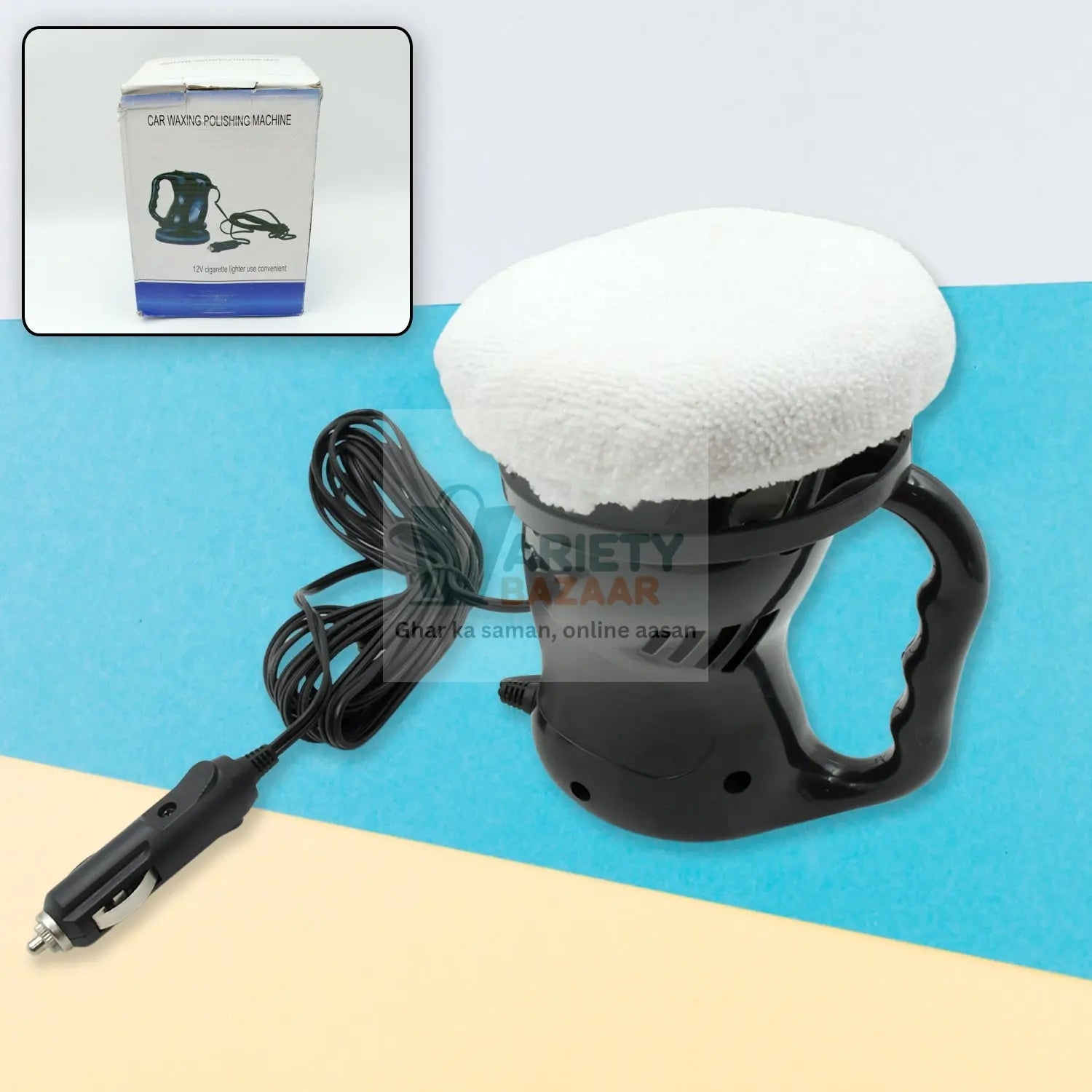 9445 Car Polisher Machine, Waxing Machine, Auto Electric Buffer Waxer, Portable Polishing Buffing Waxing Sander Machine Kit Set with 2 Pads for Car Detailing Polishing and Waxing, Portable for Home for Outdoor Travel Sahayak