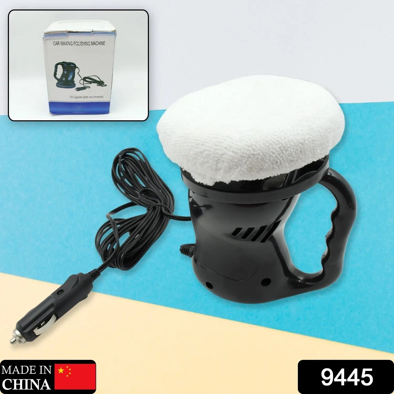 9445 Car Polisher Machine, Waxing Machine, Auto Electric Buffer Waxer, Portable Polishing Buffing Waxing Sander Machine Kit Set with 2 Pads for Car Detailing Polishing and Waxing, Portable for Home for Outdoor Travel Sahayak