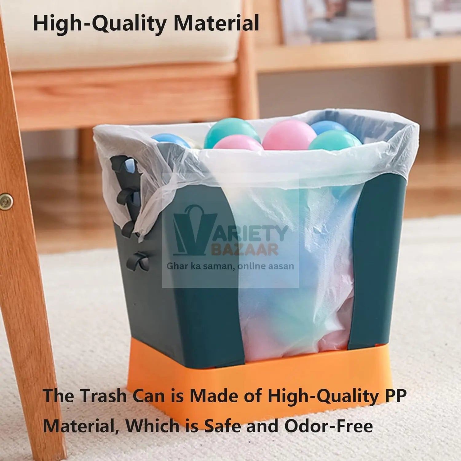 9451 Waste Bin, Trash Can, Waste Container, Expandable Trash Can, Plastic Trash Can, Plastic Garbage Can Expandable Trash Bag Holder Large Capacity for Kitchen Bathroom, Living Room Bedroom Outdoor (1 Pc) Travel Sahayak