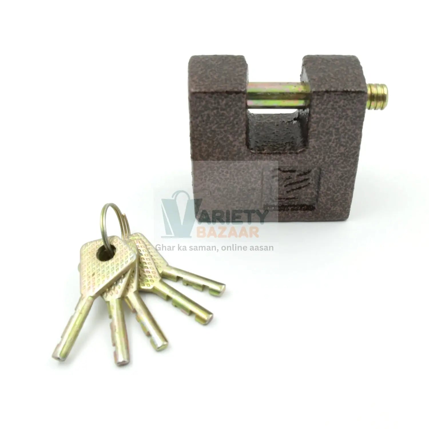 9456 Iron Pad lock, Brass Core and Thickened Spray Black Iron Door Lock With 5 pc Keys for Home Dormitory, Waterproof Antirust Anti-theft Padlocks Outdoor Gate Shed Locks Warehouse Big Iron Door Drawer Lock (63 mm ) Travel Sahayak
