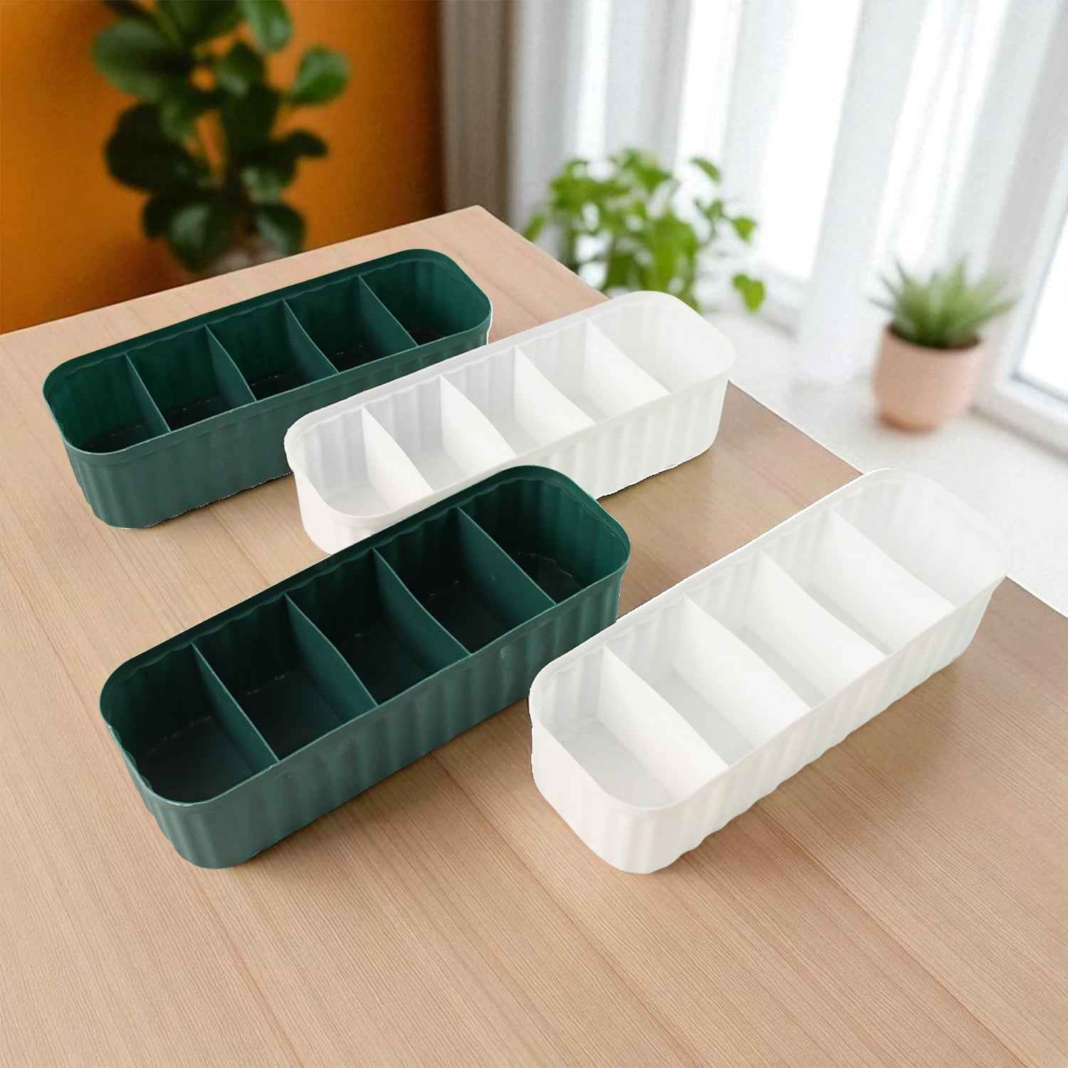 236 5-compartments Sockshandkerchiefunderwear Storage Box Socks Drawer Closet Organizer Storage Boxes (Pack Of 4)
